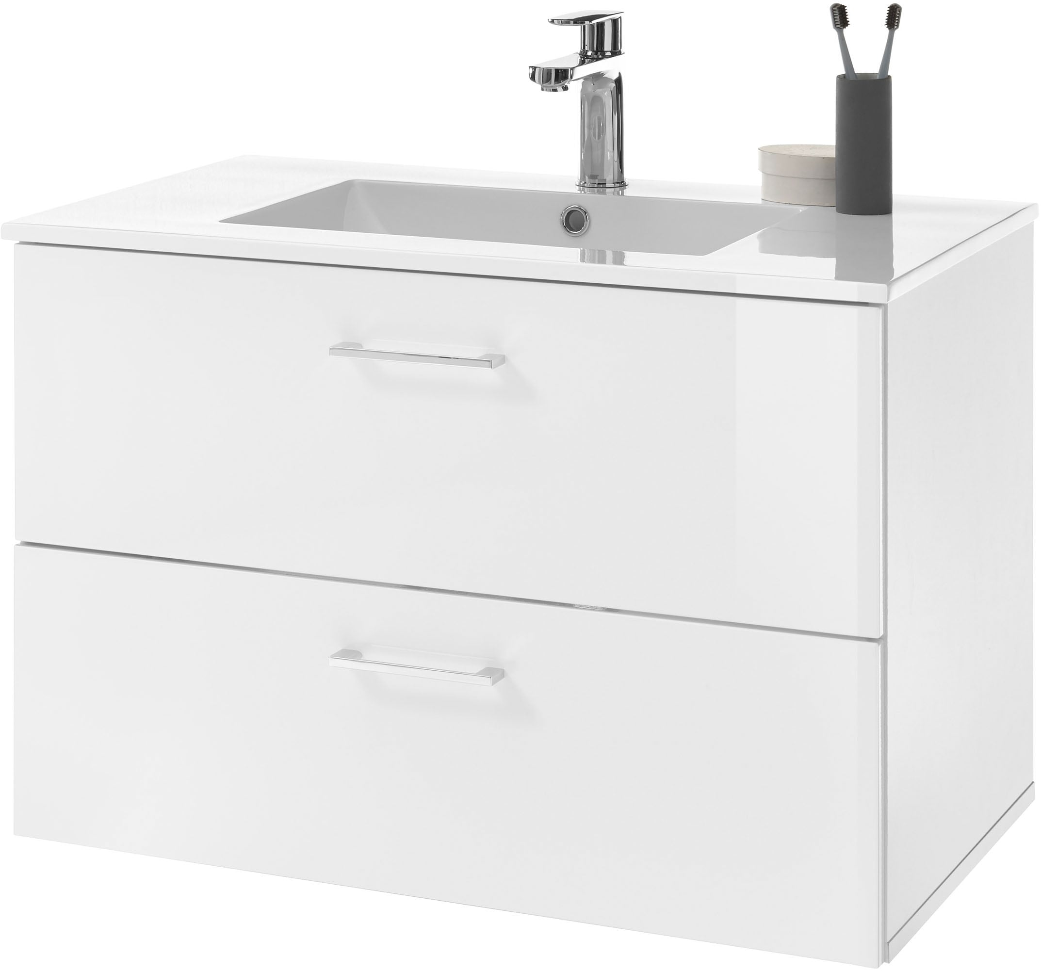 BASIC by Balculina Badmöbel-Set »Best80«, (3 St.), Breite 165 cm,Badezimmerset 3-tlg, Softclose