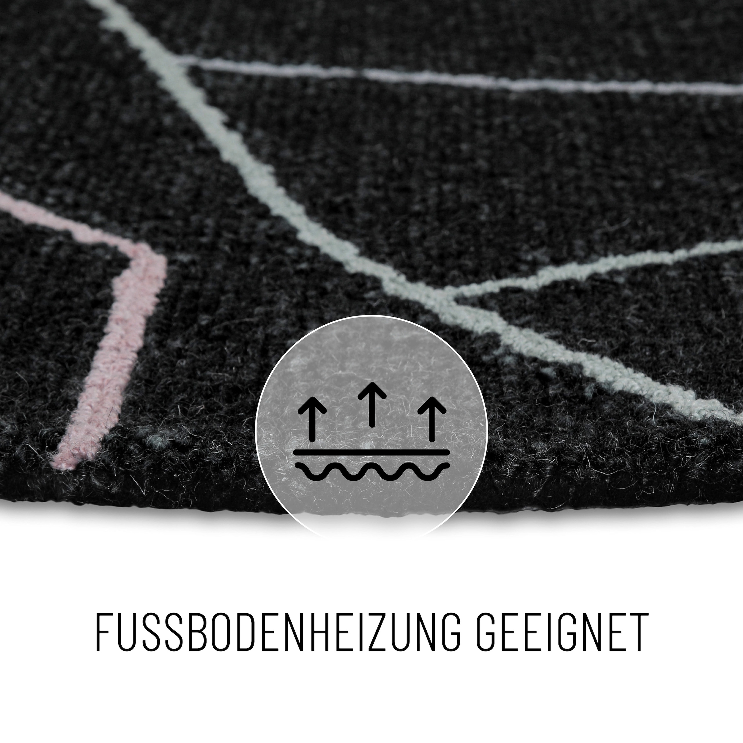 Wecon home Teppich »Nox«, rund, 6 mm Höhe, Wollteppich, abstrakt, hochwertig, handgetuftet, robust, modern