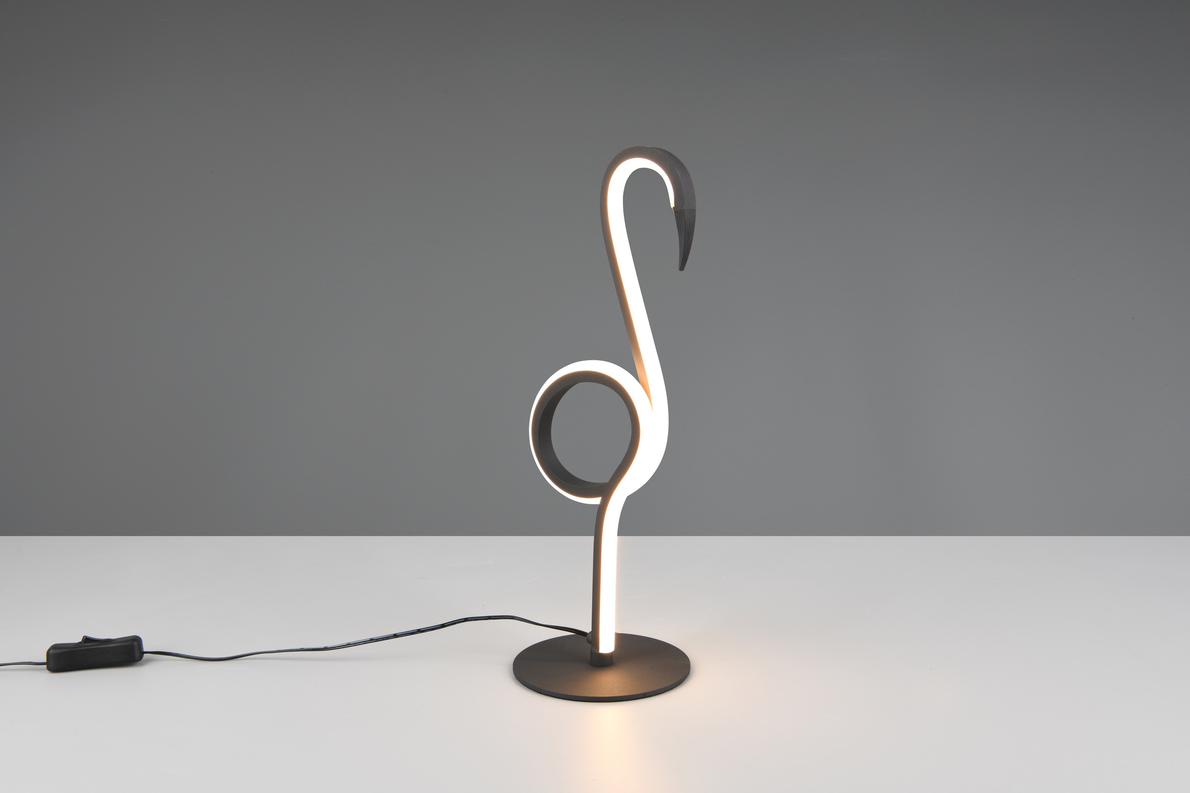 REALITY Leuchten LED Tischleuchte »INGO, LED Tischlampe in Flamingo Form, 6W 550 Lumen 300K warmweiß« LED-Board 1 Stk. Warmweiß Flamingo Lampe mit Schnurschalter, Höhe 35 cm Ø 12 cm Tiefe 14,5 cm