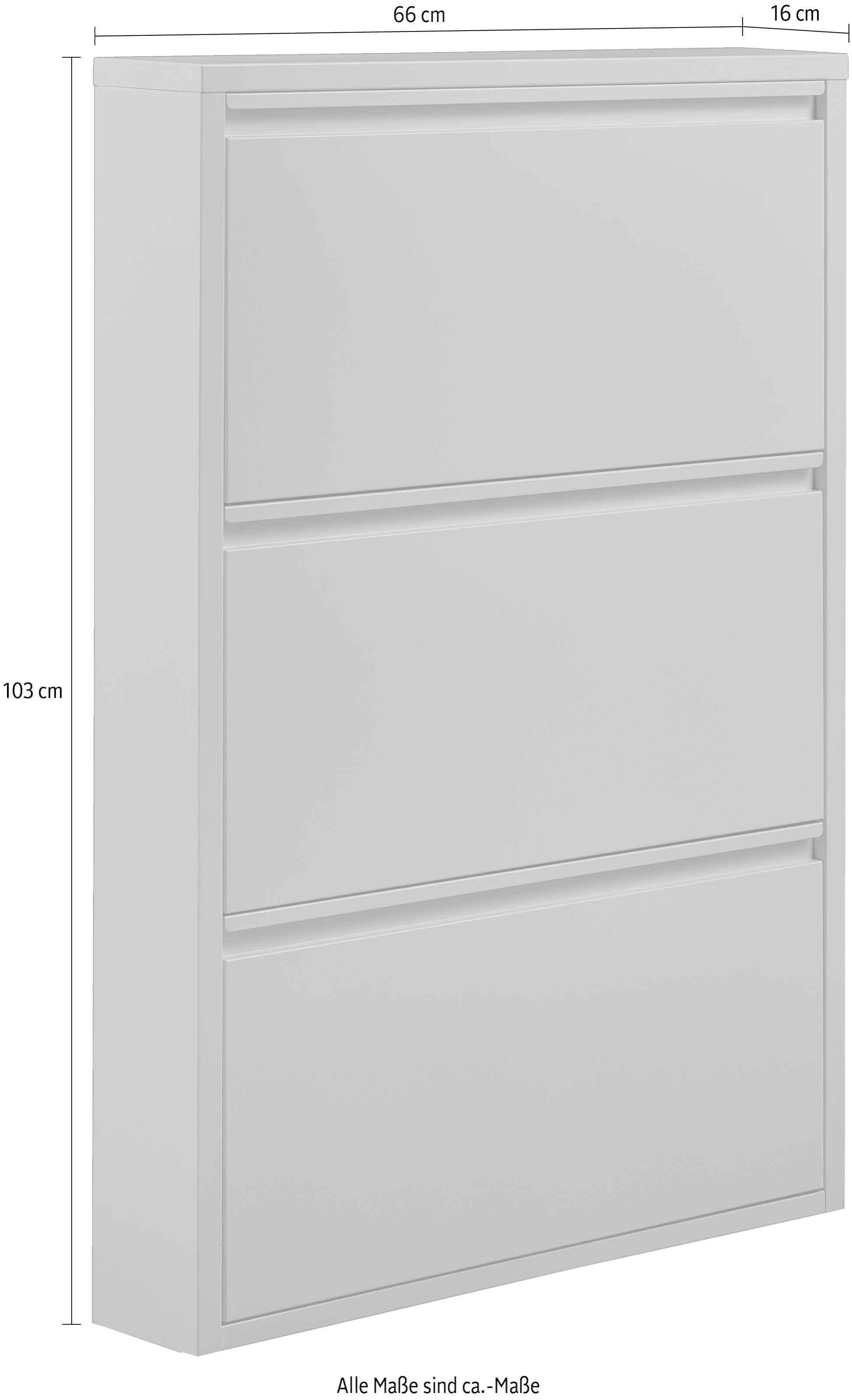 WOOOD Schuhschrank »Sandburg«, mit drei Fächern, Breite 66 cm