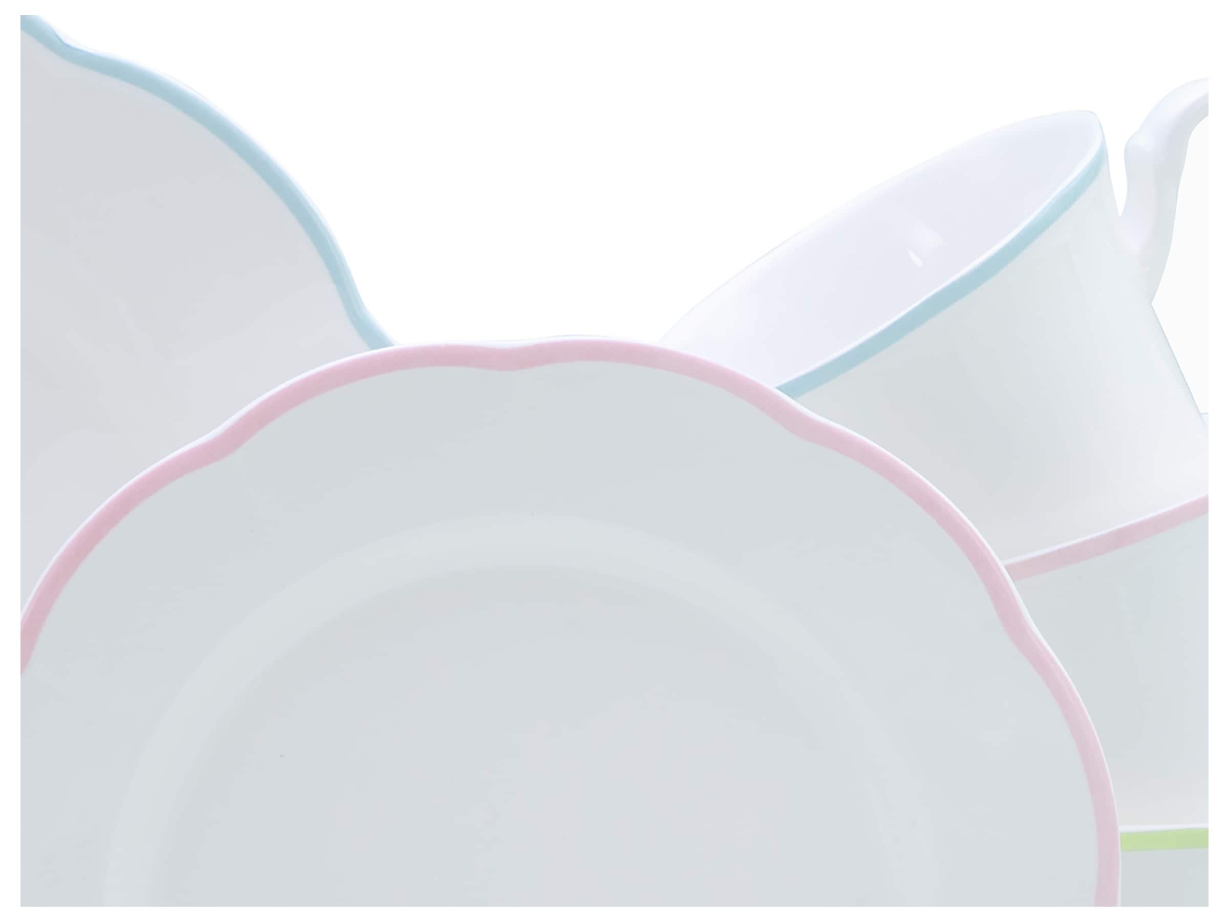 CreaTable Kombiservice »Florine Bunt, Service 16-tlg.« Elegant, Klassische Form, Zart gewellte Ränder