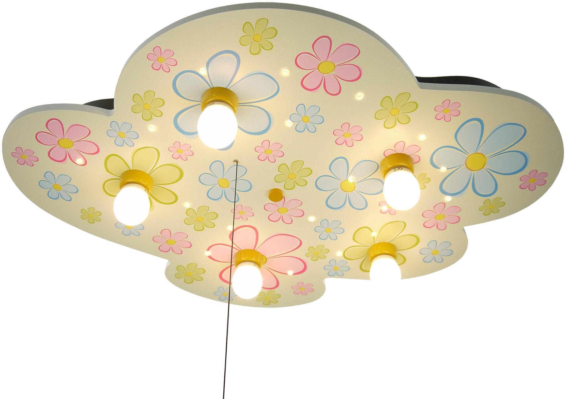 niermann LED Deckenleuchte »Wolke Blumen«, 5 flammig-flammig, Kinderzimmerlampe. Wolke, Bunte Blumen