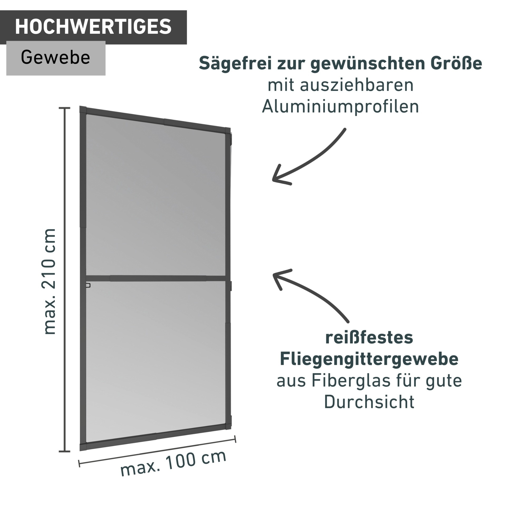 Windhager Insektenschutz-Tür »Teleskop, Fliegengitter für Balkontüren und Terrassentüren« Fliegengitter in weiß oder anthrazit erhältlich, 100 x 210 cm