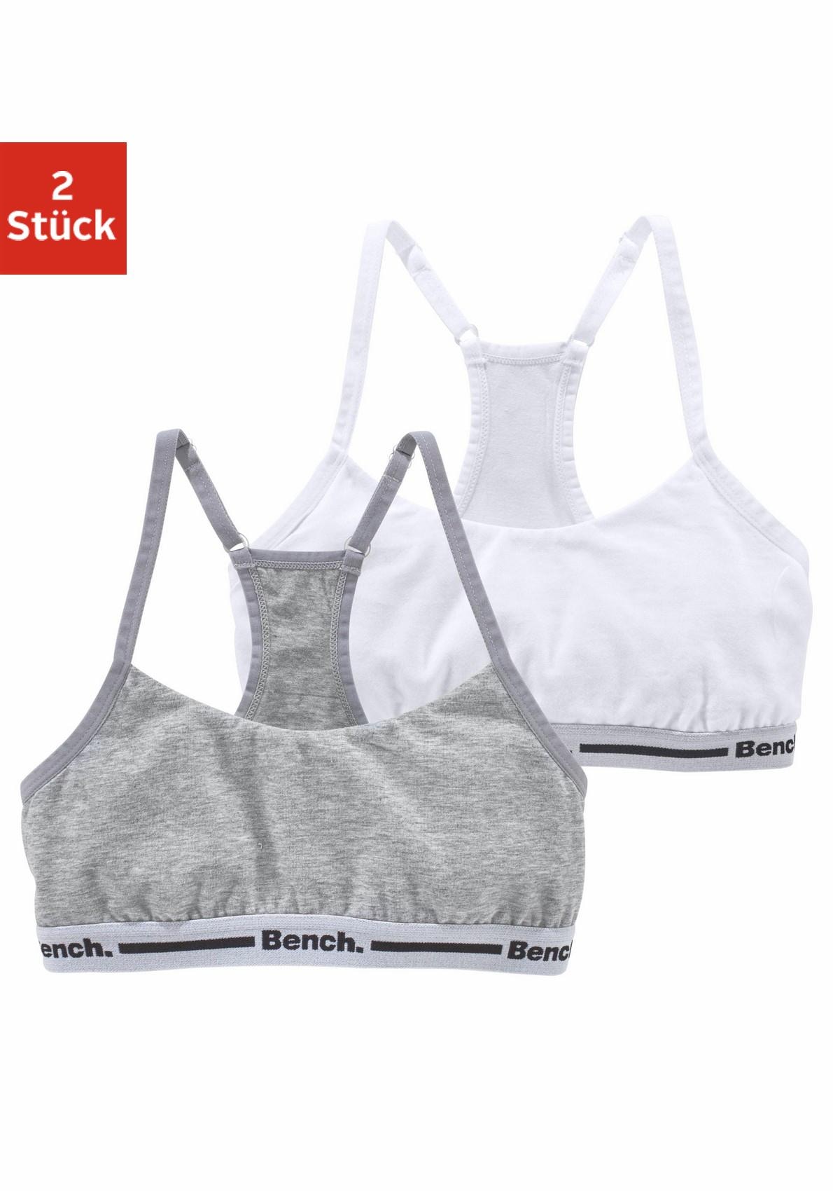 Bench. Bustier Packung, 2 Bündchen mit Logoschriftzug, verstellbare Träger, Racerback
