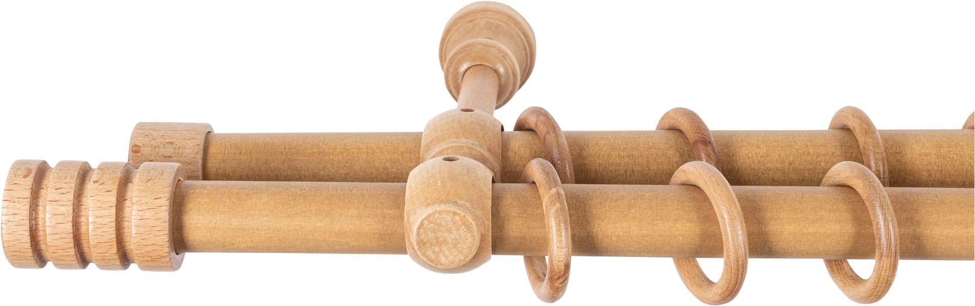 SN DECO GROUP Gardinenstange »Pisa« 2 läufig-läufig Fixmaß 28 mm, Holz, verschiedene Längen und Farben, Komplettset