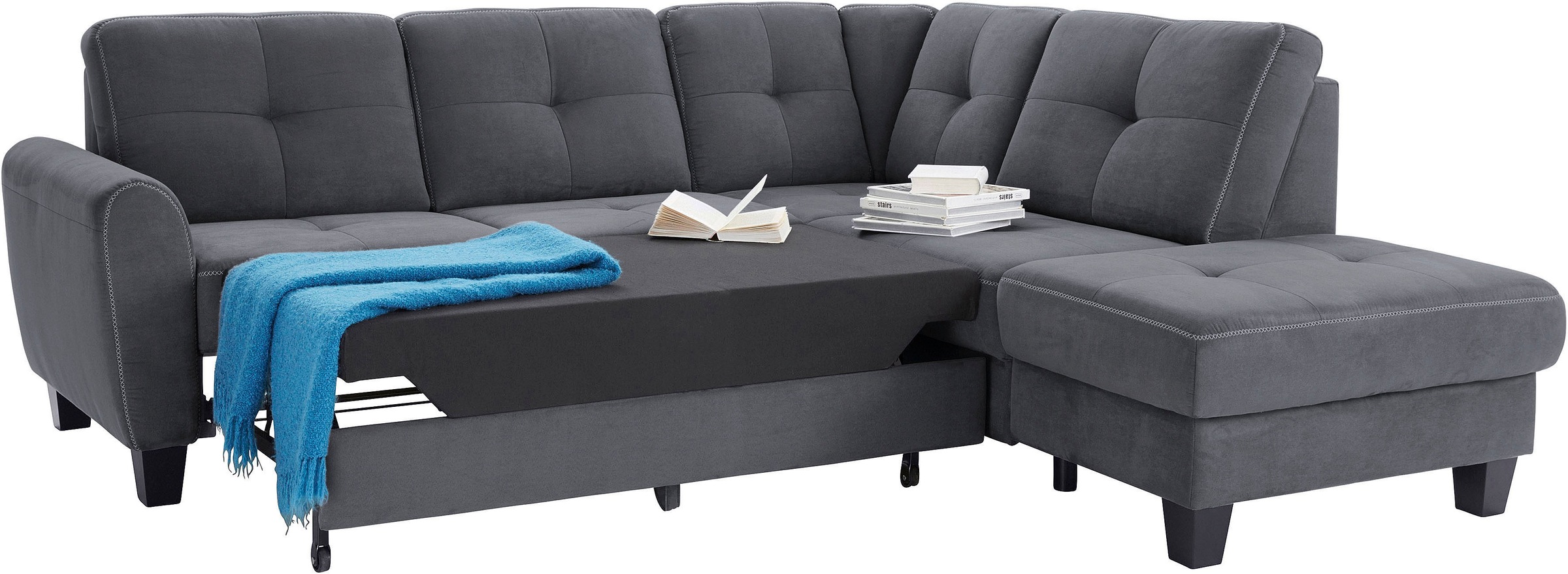 sit&more Ecksofa »Varese L-Form«, mit Federkern, wahlweise mit Bettfunktion und Stauraum
