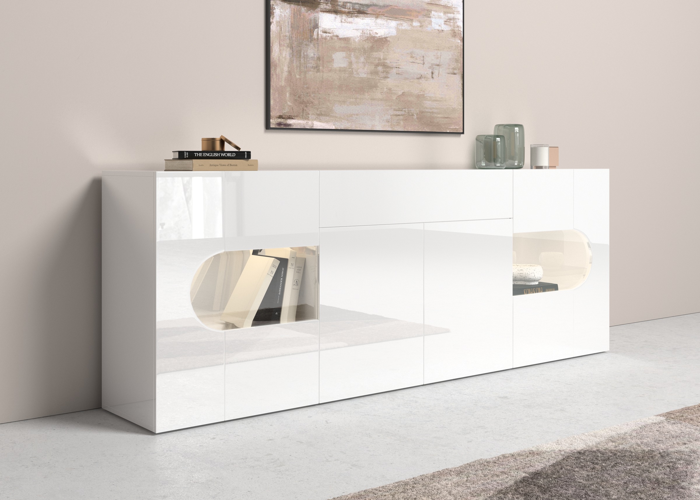 Home affaire Sideboard "Real,Vitrine,Kommode,Schrank,komplett hochglanz lac günstig online kaufen
