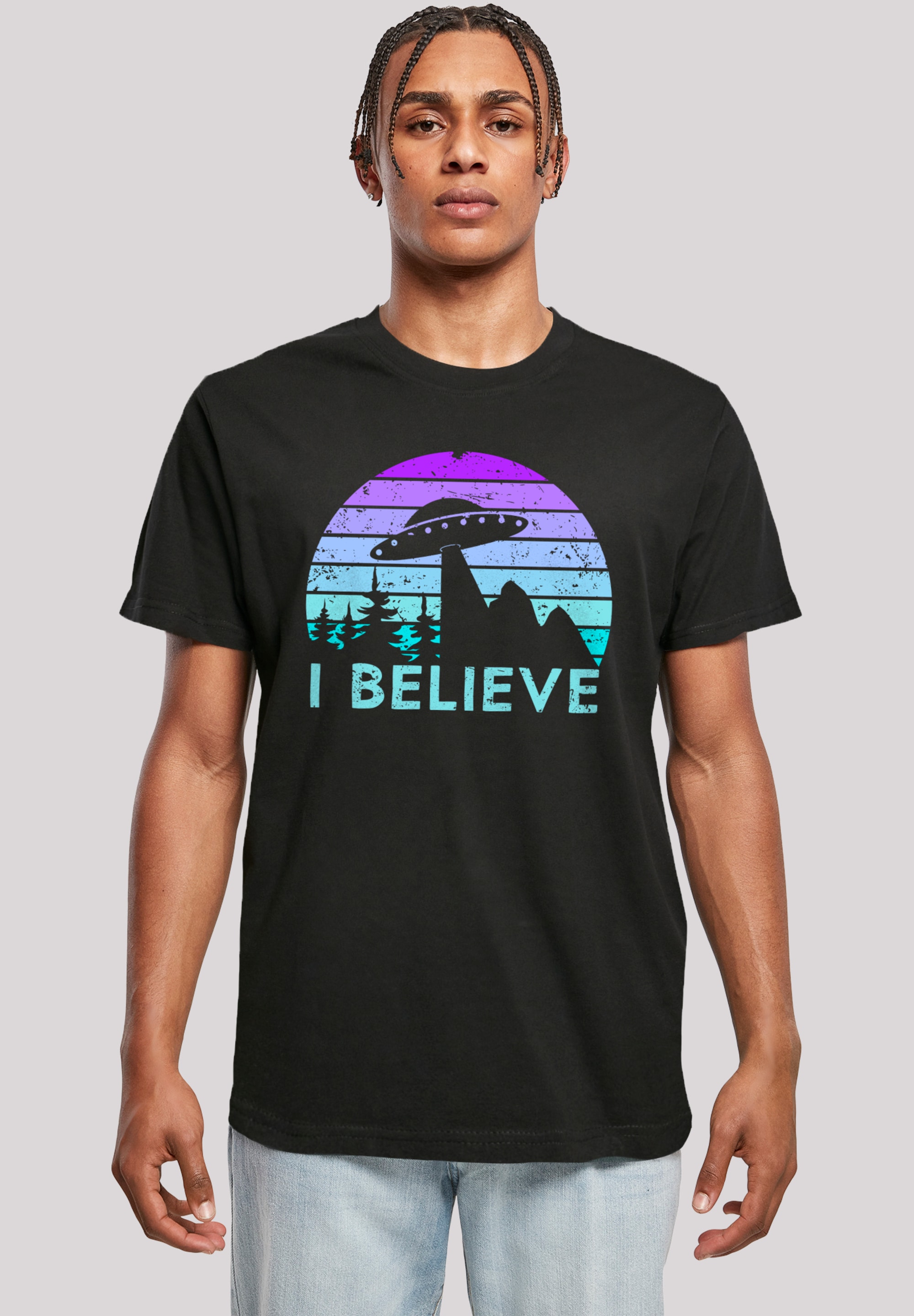 F4NT4STIC T-Shirt "I BELIEVE UFO Alien Spacecraft Retro", Premium Qualität günstig online kaufen