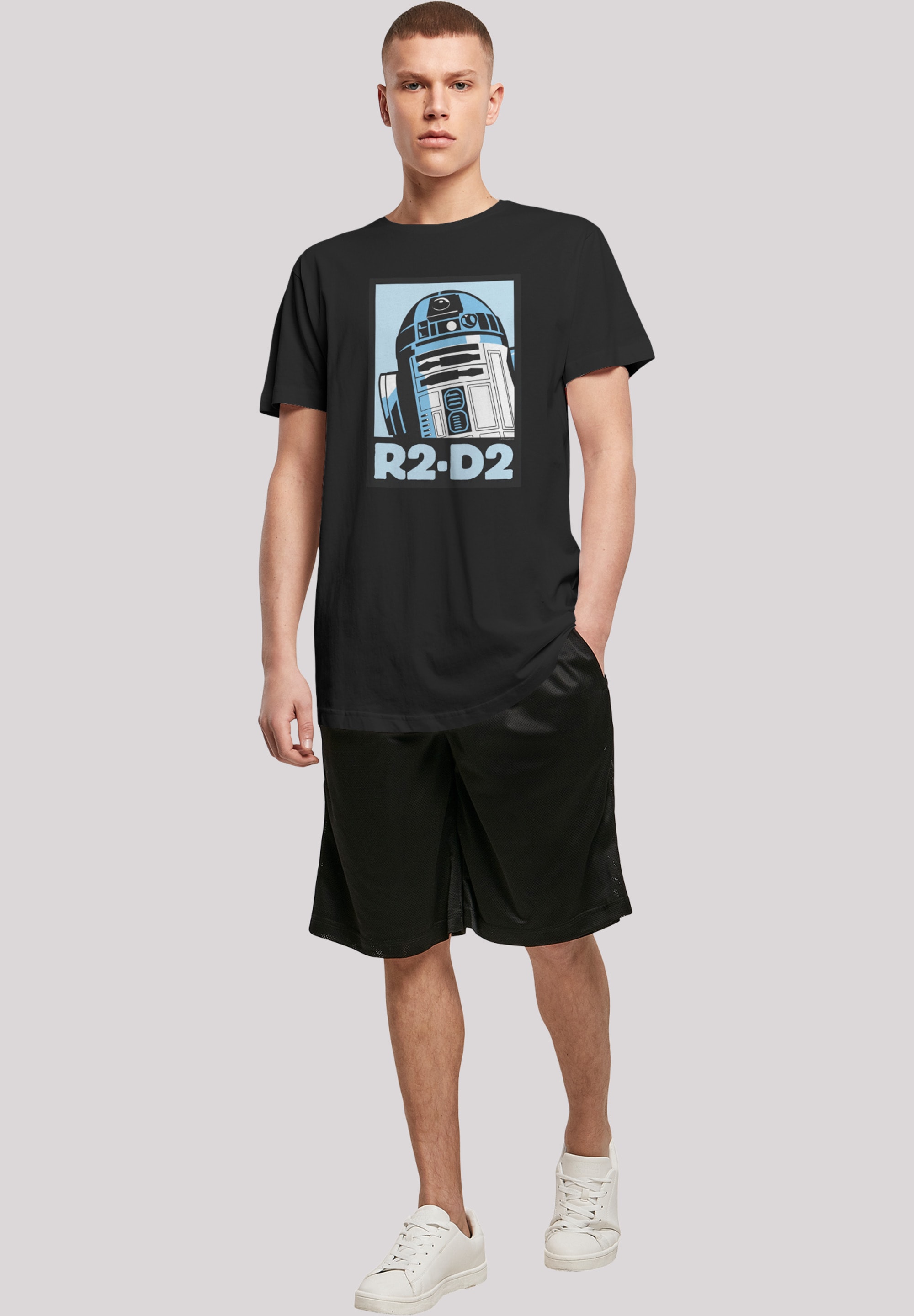 F4NT4STIC Kurzarmshirt »F4NT4STIC Herren Star Wars R2-D2 Poster with Shaped Long Tee«, (1 tlg.)