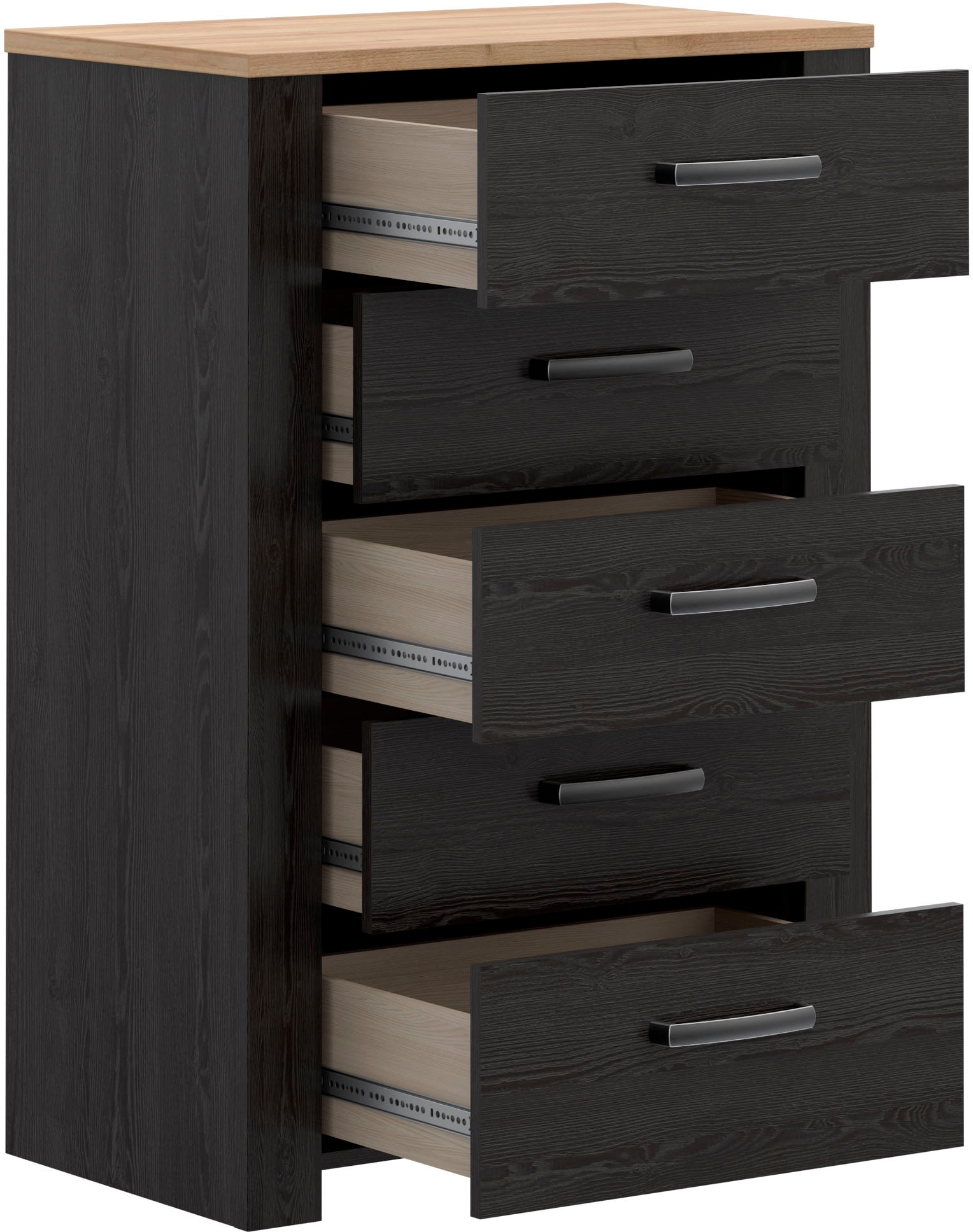 FORTE Kommode »Bohol« B/H/T71,7/106,2/42 cm, 5 Schubkästen, Landhaus