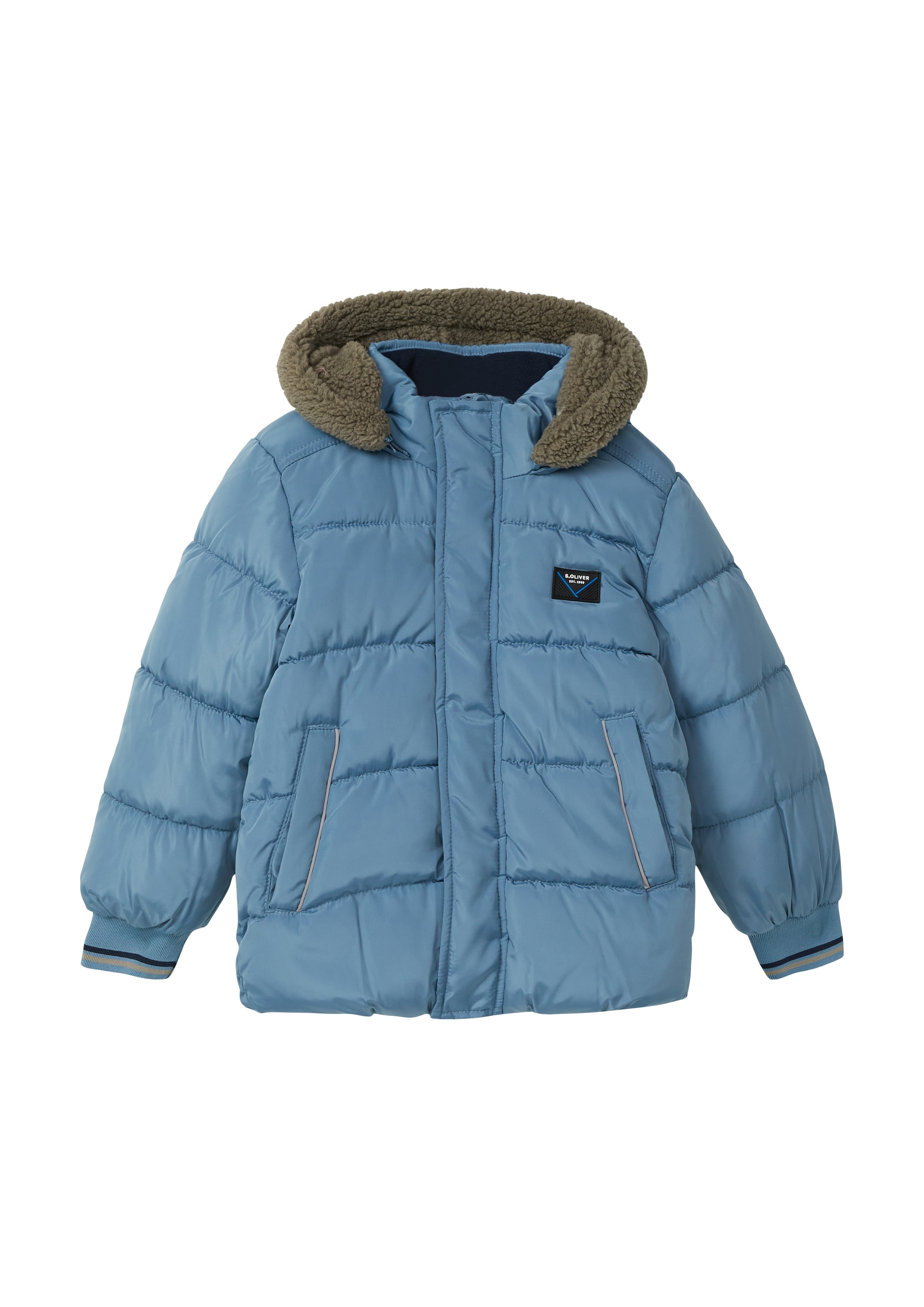 s.Oliver Junior Steppjacke mit Kapuze mit Teddyplüsch-Kapuze, Steppjacke für boys