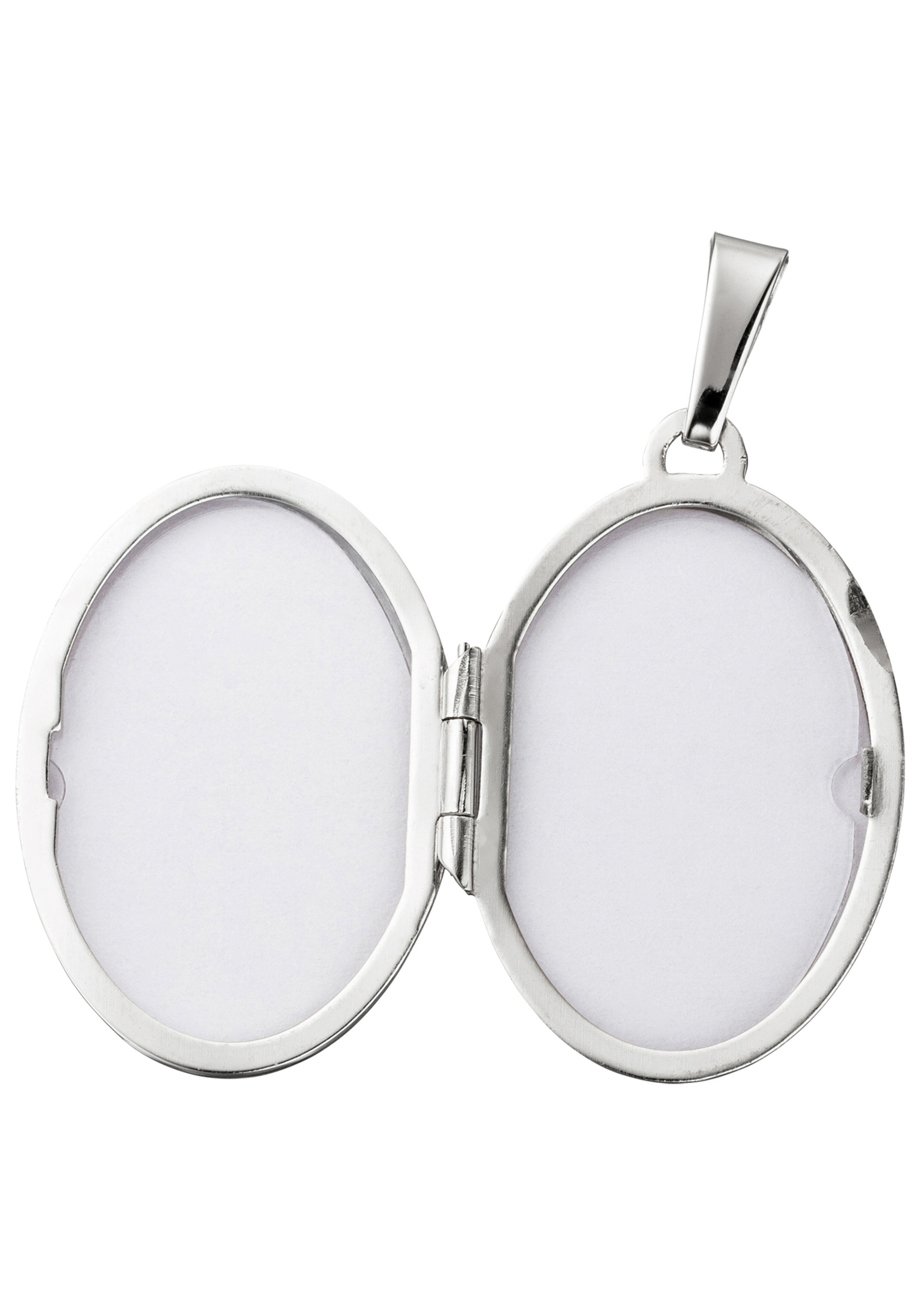 JOBO Medallionanhänger »Anhänger Medaillon oval 26 mm«, 375 Weißgold mit Zirkonia für 2 Fotos
