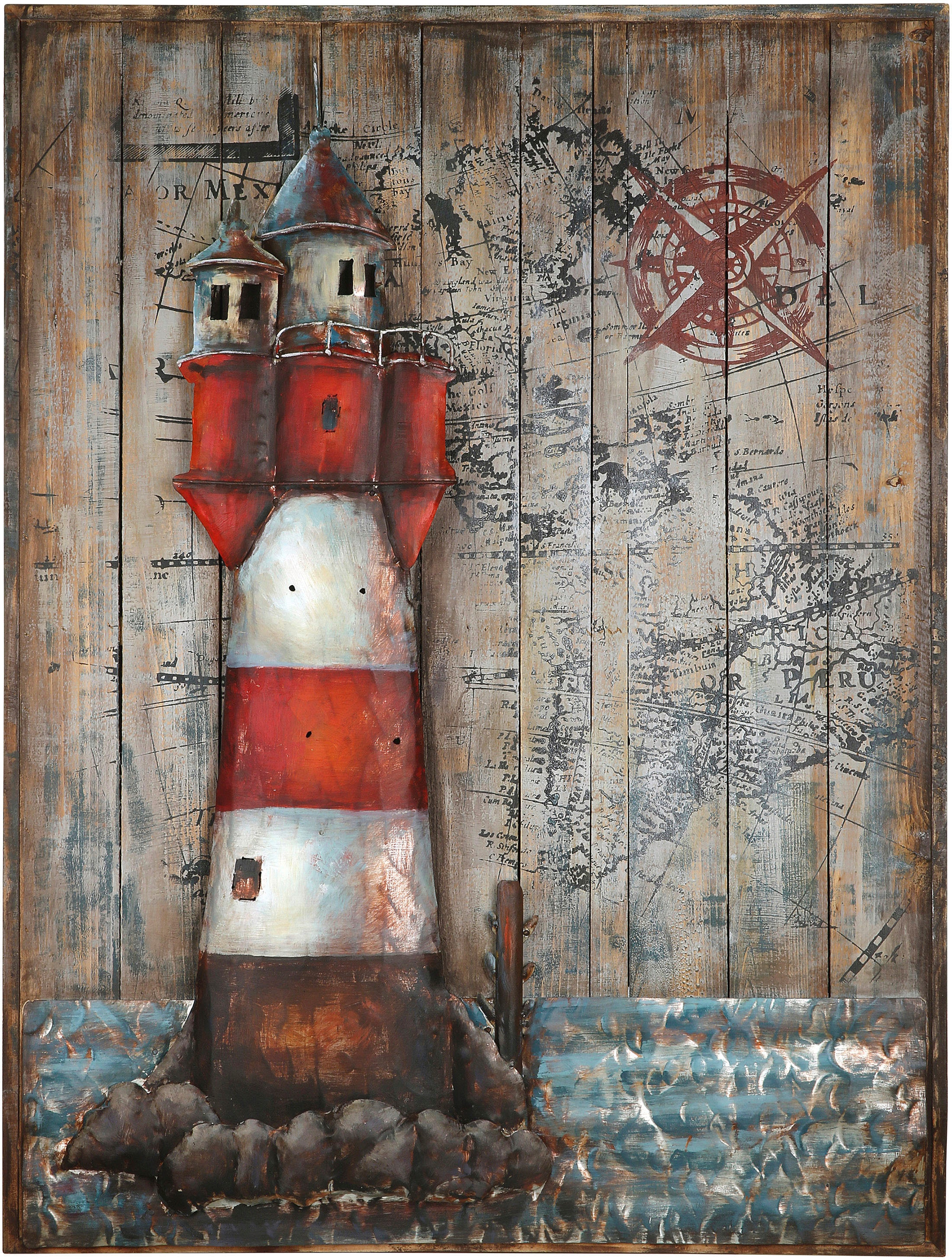 GILDE GALLERY Metallbild "Kunstobjekt Leuchtturm" Leuchtturm 1 Stk. tlg. günstig online kaufen