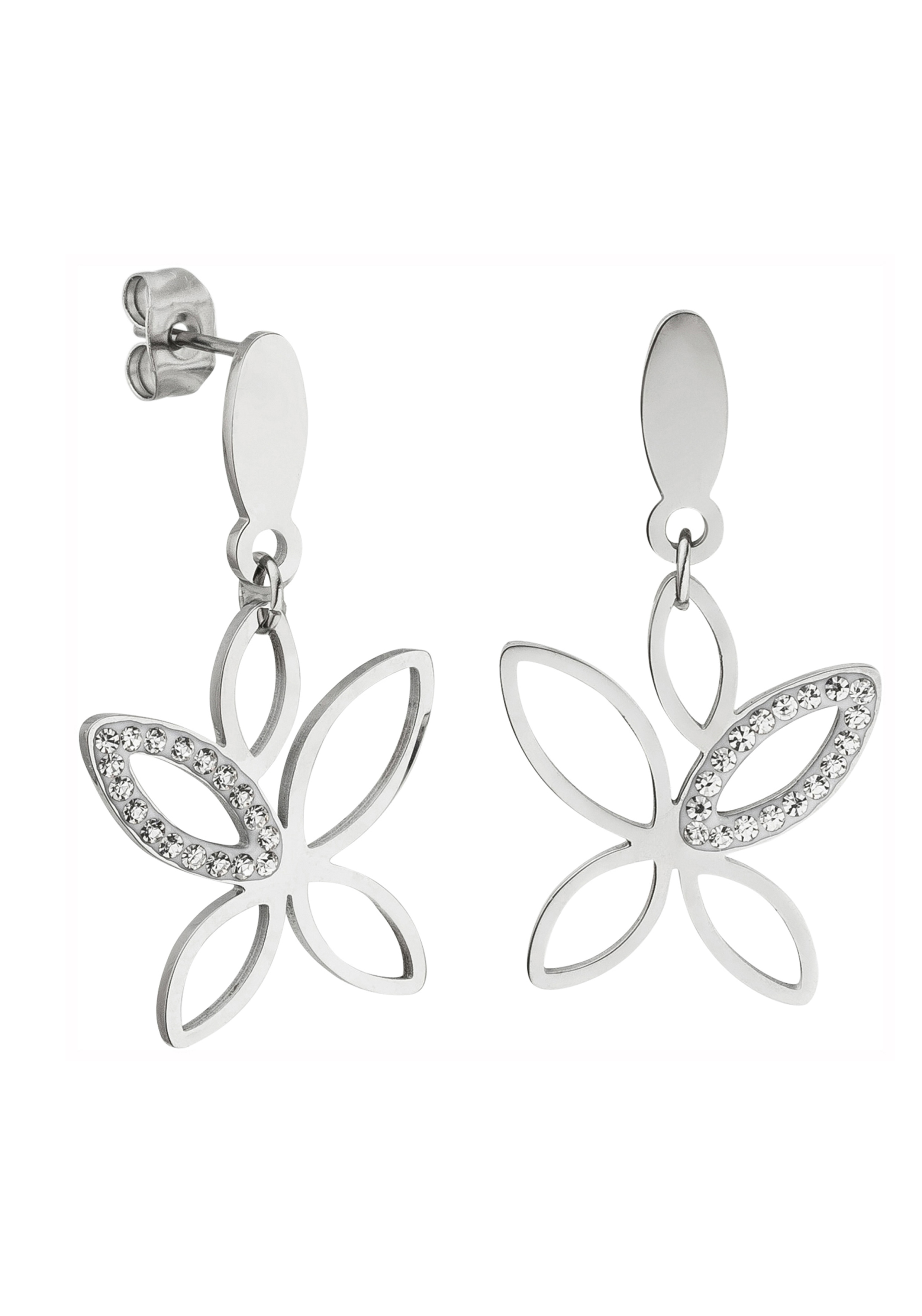 JOBO Ohrringe mit 36 Kristallsteinen Drop Earrings Silver