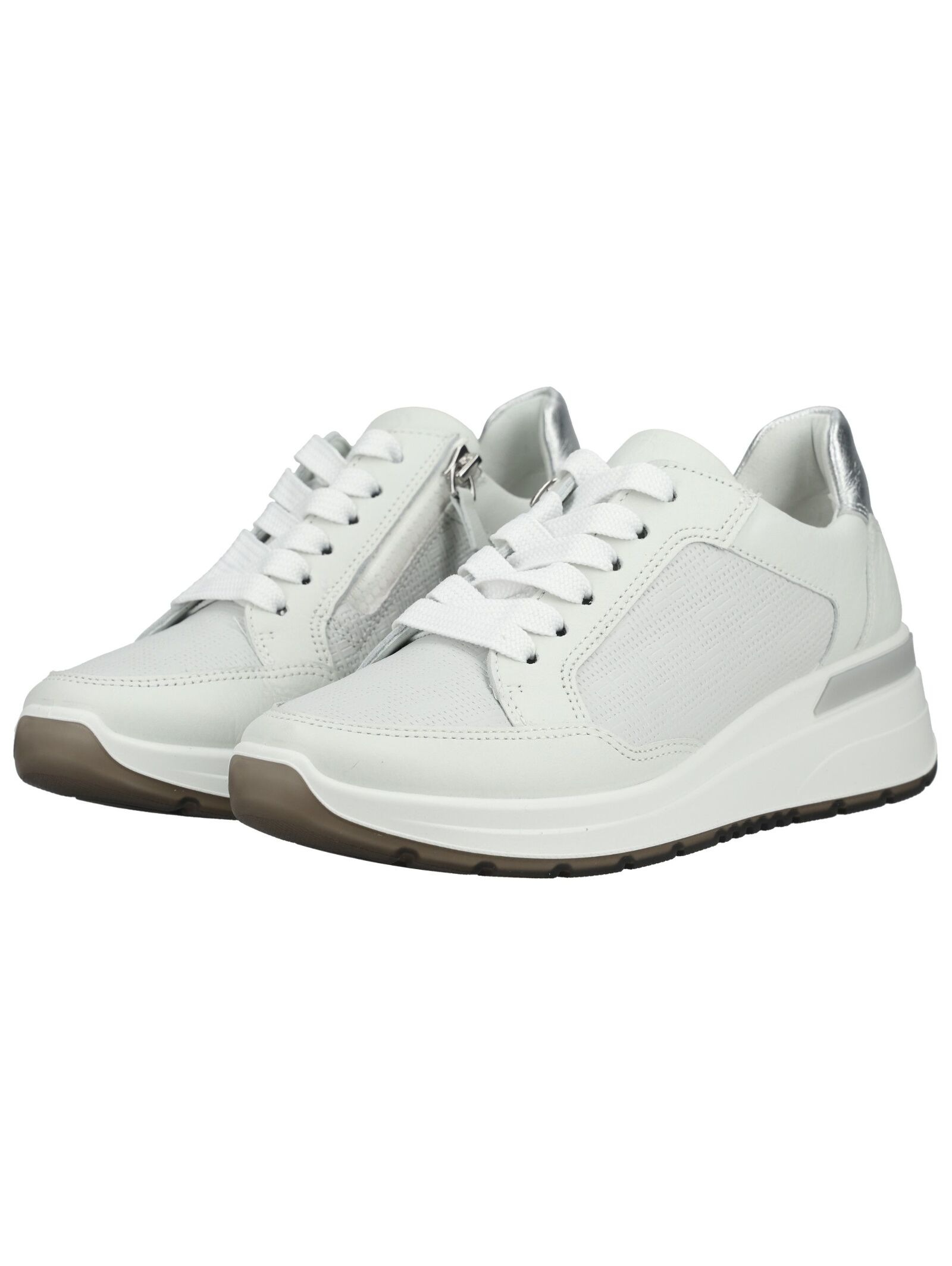 Sneaker ARA "Ara Sneaker Leder", Damen, Gr. 39, weiß, silber, Leder, Schuhe Sneaker 3