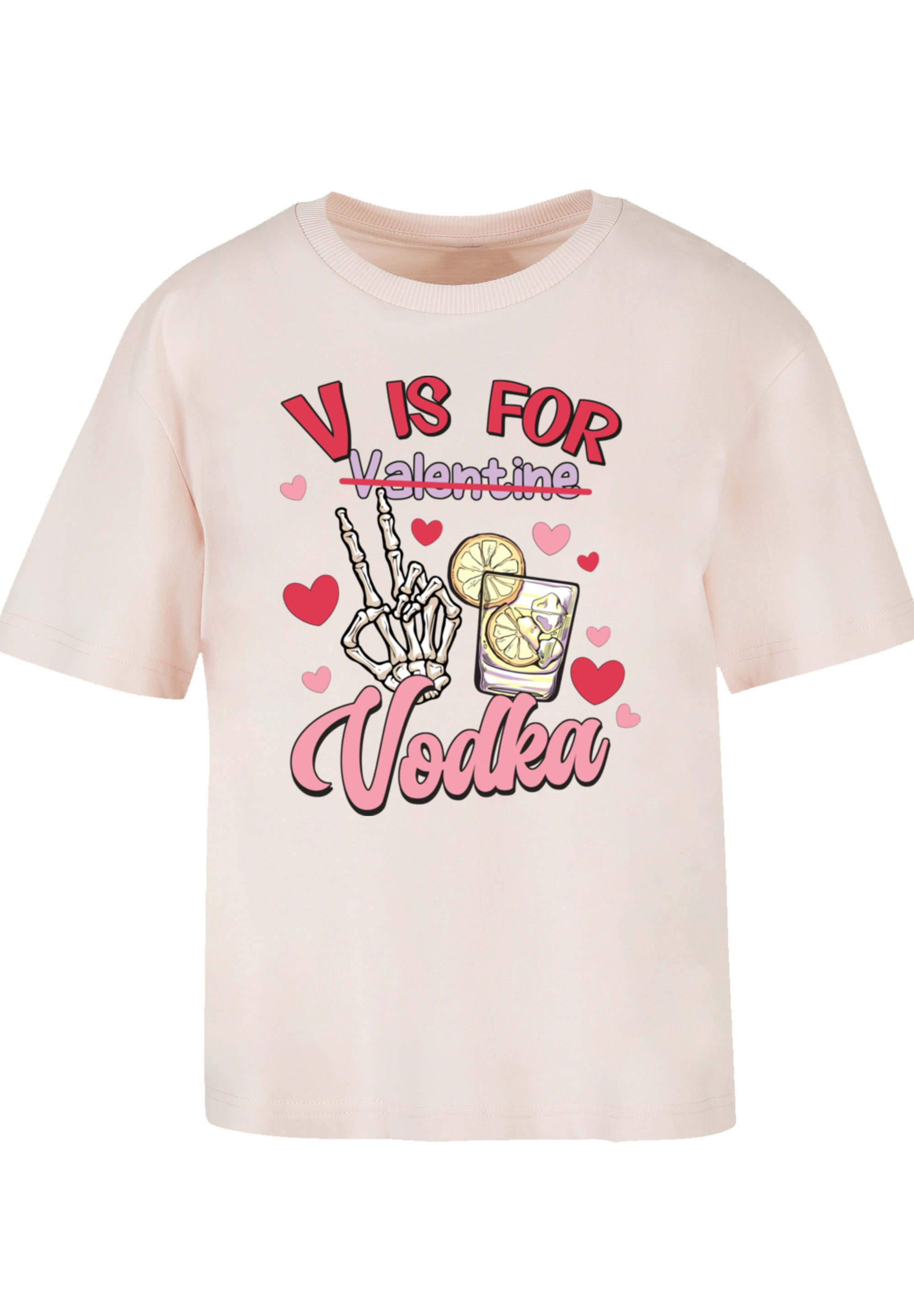 F4NT4STIC T-Shirt »Anti Valentinstag V is for Vodka«, Premium Qualität