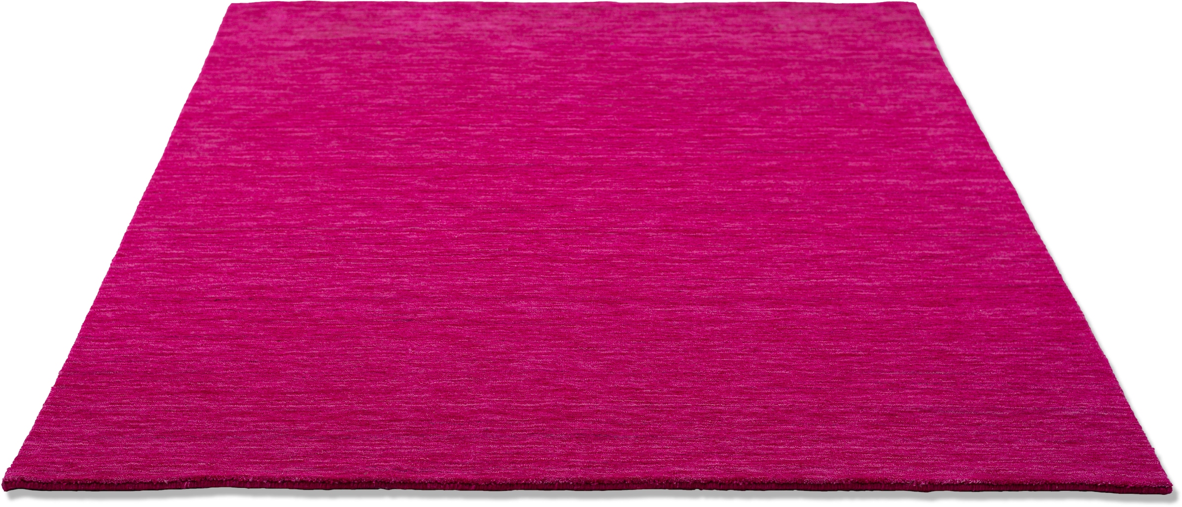 THEKO Wollteppich »Holi«, rechteckig, Uni-Farben, leicht meliert, reine Wolle, handgewebt mit Knüpfoptik