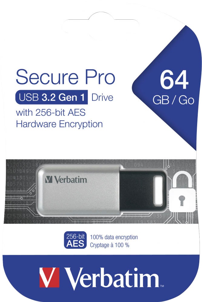 Verbatim USB-Stick »Secure Pro 64GB«, (USB 3.2 Lesegeschwindigkeit 35 MB/s)