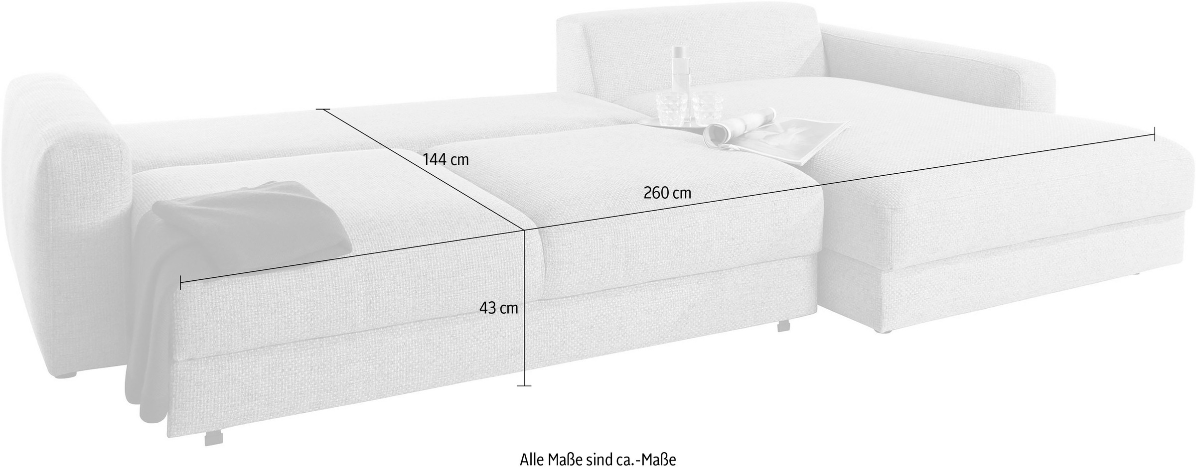 Places of Style Ecksofa »Bloomfield, bequem und elegant, OTTOs Choice, L-Form«, wahlweise mit Bettfunktion und Bettkasten