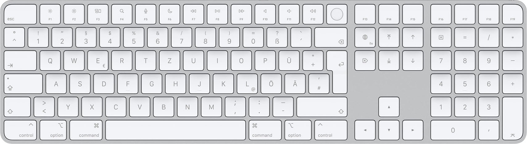 Apple Apple-Tastatur »Magic Keyboard with Touch ID and Numeric Keypad for Mac«, (Multimedia-Tasten)