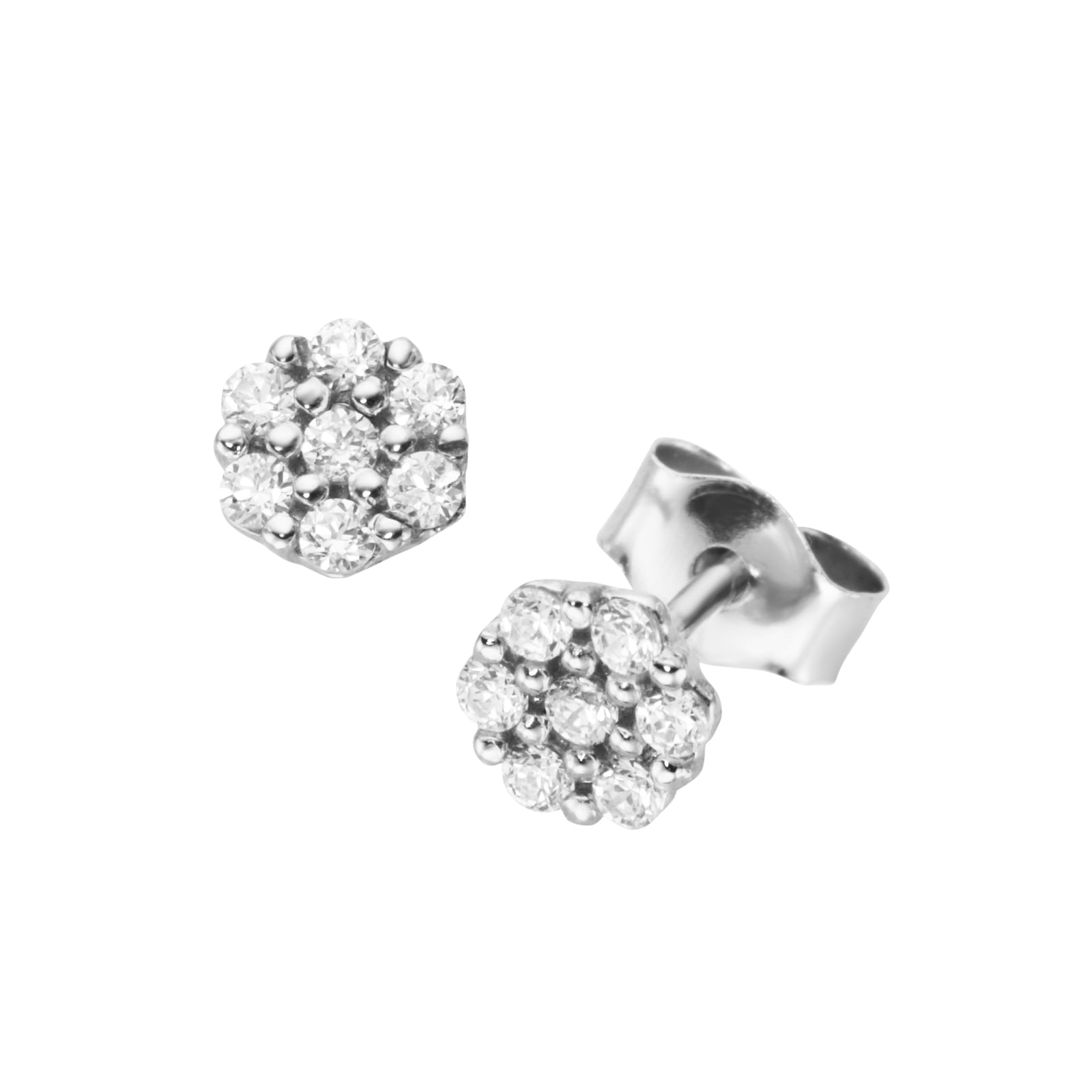"Paar Ohrstecker LUIGI MERANO ""Blüte mit Zirkonia, Gold 375"", weiß, Ohrringe, Damen, Weißgold 375"