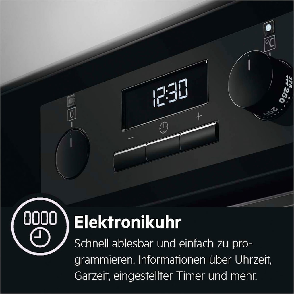 AEG Einbaubackofen »BES331110B 944 187 812«, 6000, BES331110B 944 187 812, mit 1-fach-Teleskopauszug, Aqua-Reinigungsfunktion