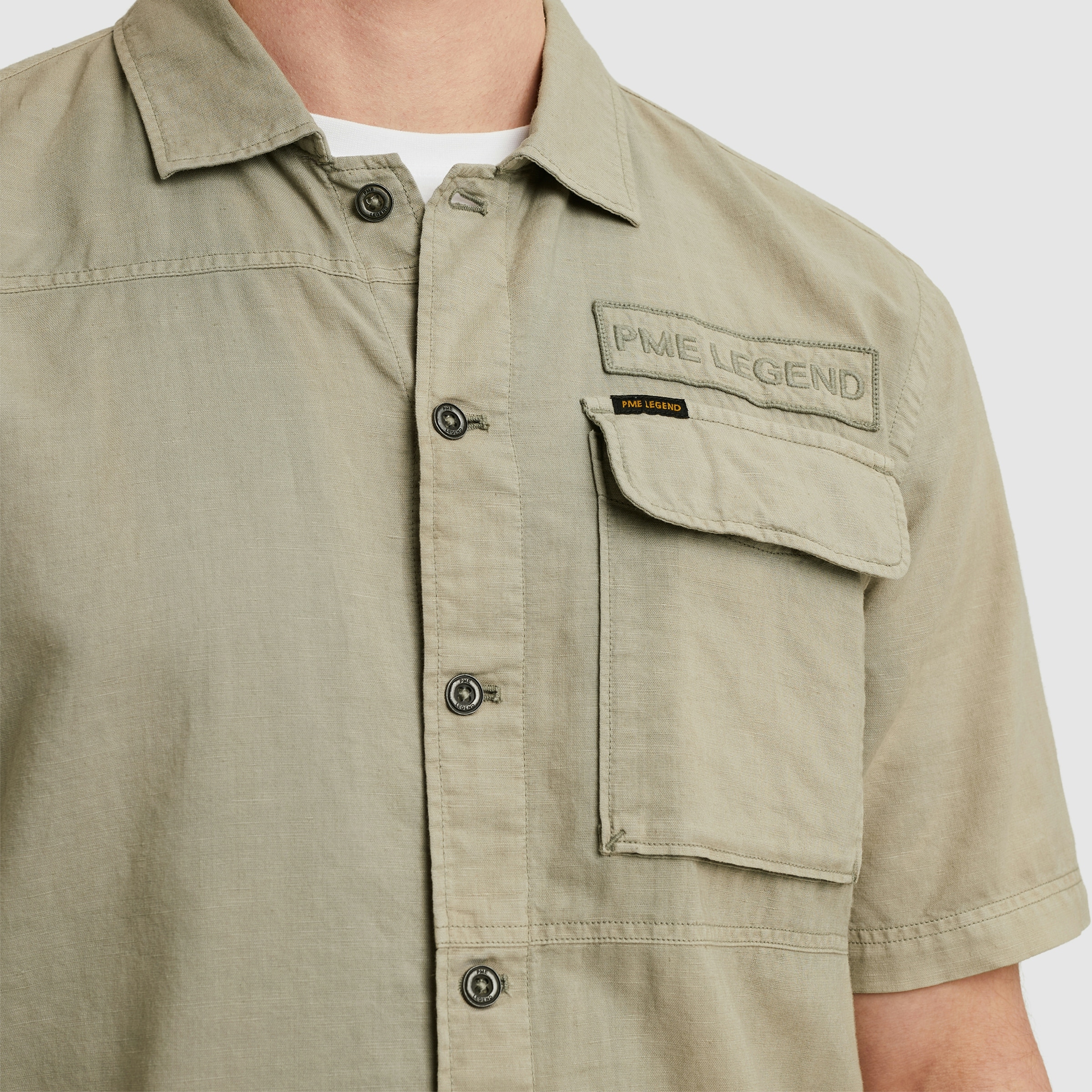 PME LEGEND Kurzarmhemd »Short Sleeve Shirt Ctn linen«, mit Leinenstruktur