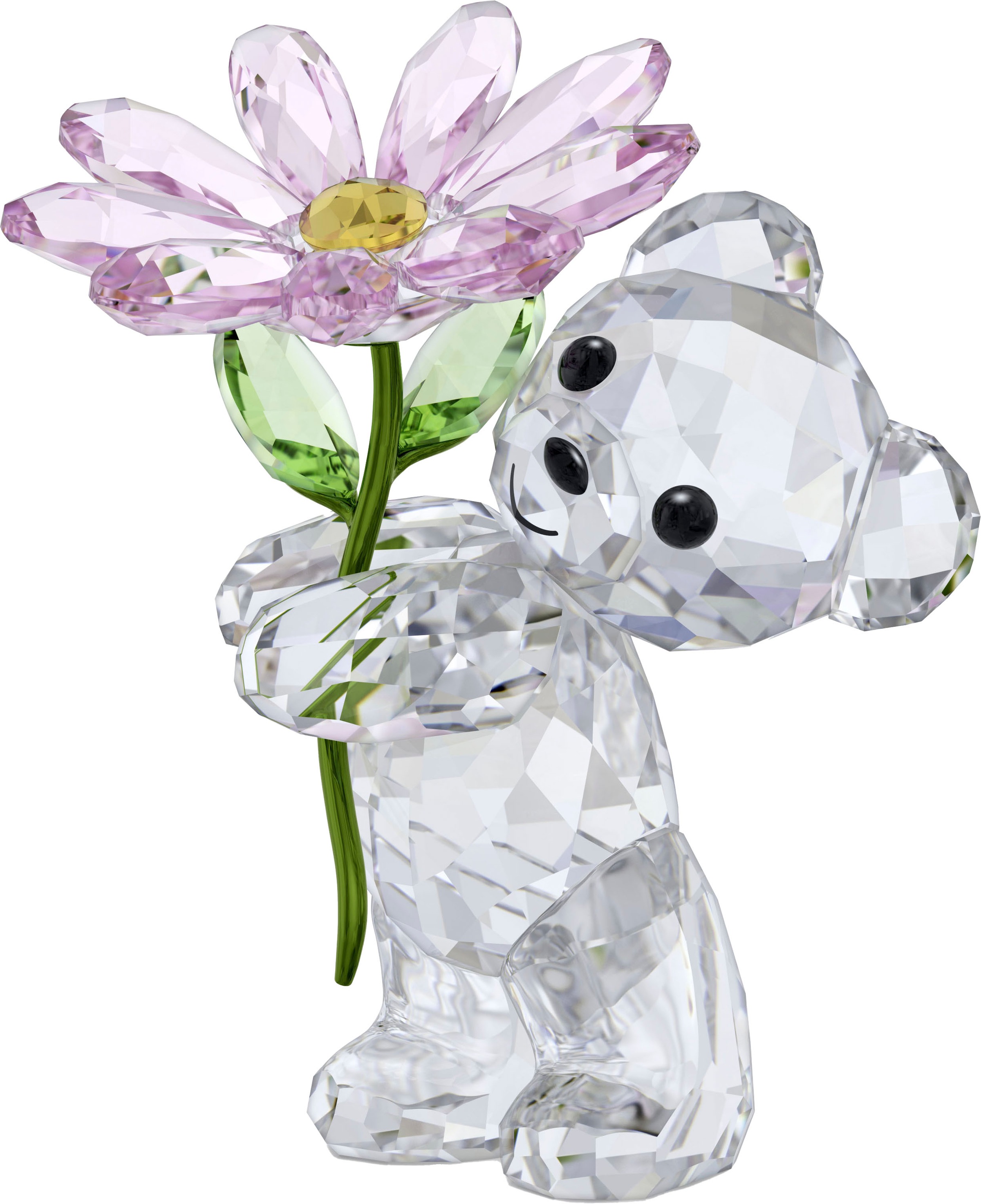 Dekofigur SWAROVSKI "Kristallfigur Sammelfigur Kris Bär Ein Gänseblümchen für Dich", bunt (kristallweiß, rosa, grün, gelb, schwarz), Dekofiguren, B/H/T: 3,4cm x 5cm, Metall, Swarovski Kristall, Swarovski Kristall, B:3,4cm H:5cm