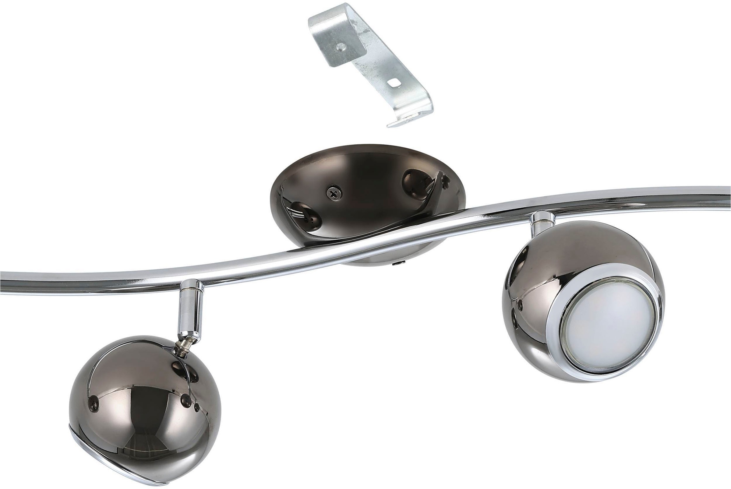 EGLO Deckenleuchte »Bimeda Deckenlampe, Flurlampe, Deckenstrahler aus Metall, GU10, Lampe« GU10 1 Stk. Warmweiß Spot - L64 x B10 cm - nickel-nero, chrom - 4X2,8W inkl.