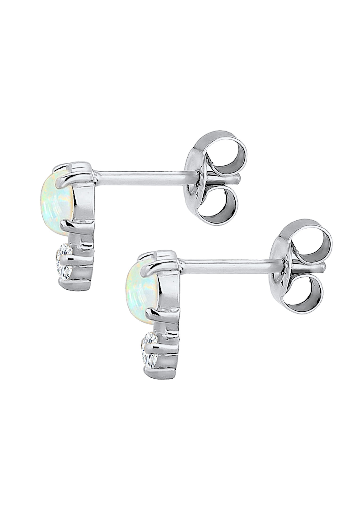 Elli Paar Ohrstecker »Opal Rund und Zirkonia 925 Silber«