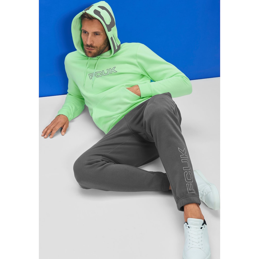 FCUK Hoodie, in Regular Fit und Langarm, Sweatshirt mit Kapuze, Baumwollmischung