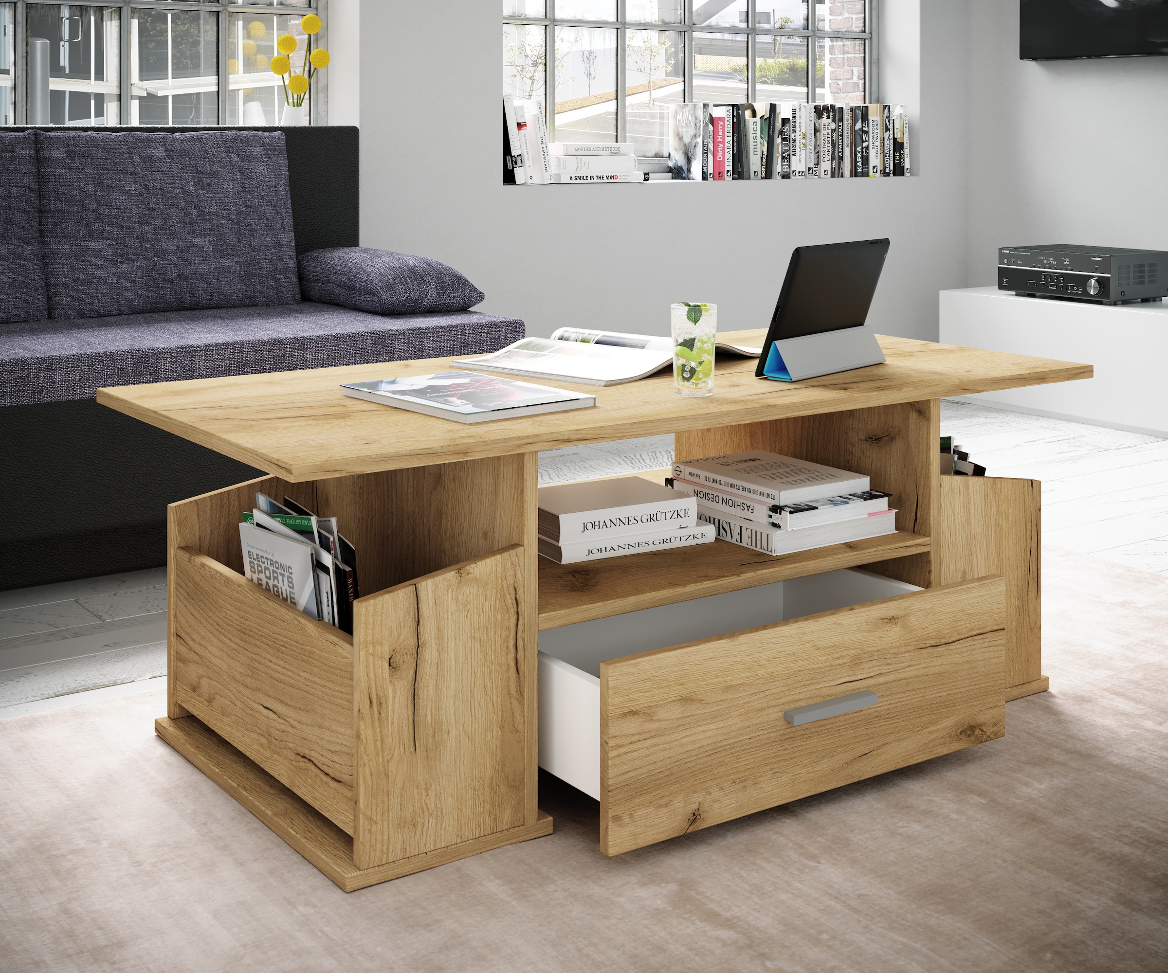 VCM Beistelltisch »Holz Sofatisch Couchtisch Schublade Junata«