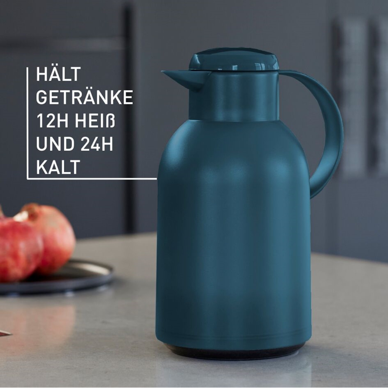 Thumbnail - Emsa Isolierkanne "Samba" 1,5 l XXL-Modell, zeitloses Design, einfacher Knopfdruck, 24h kalt, 12h warm