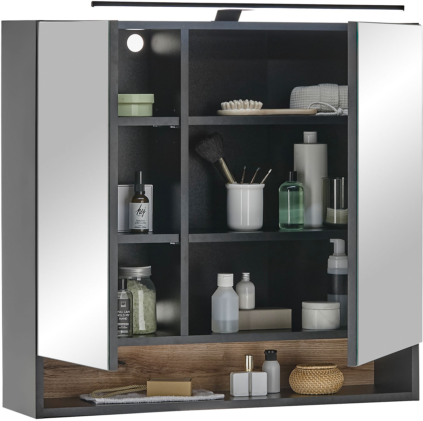 BASIC by Balculina Spiegelschrank »Denver Spiegelschrank, Badezimmerschrank BxHxT 80x75x22«, (1 St.), Breite 80 cm, Tür L/R montierbar, Softclose
