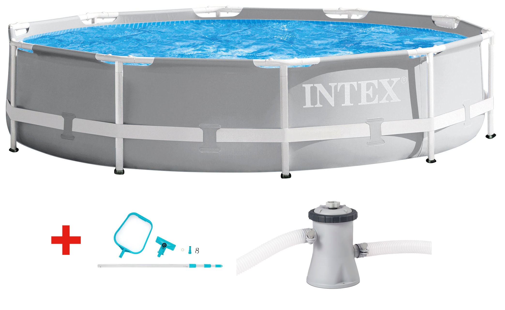 Intex Rundpool ""Framepool" 305x76 cm", (Set), inkl. hochwertigem Intex Pool-Reinigungsset