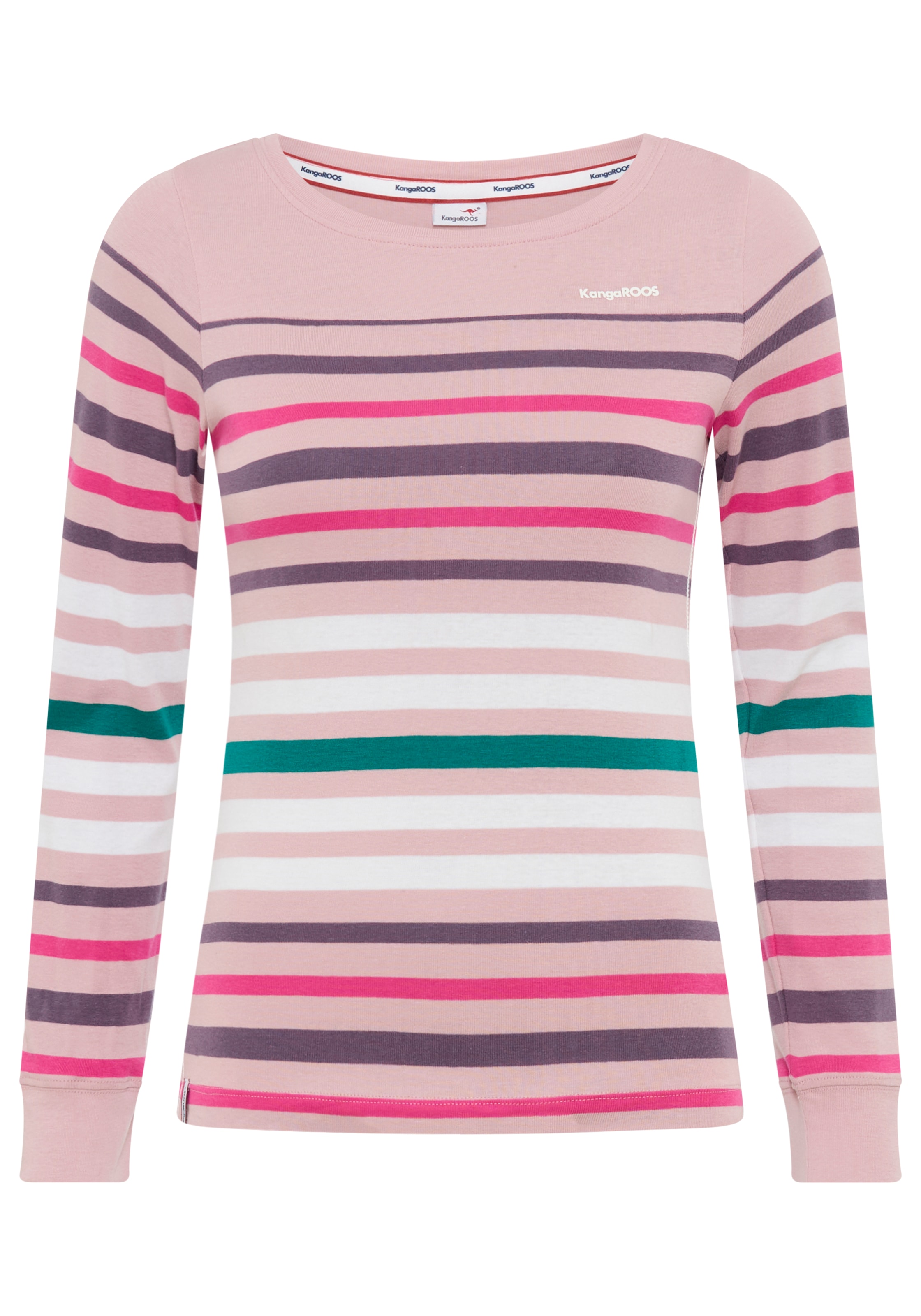 KangaROOS Langarmshirt, körpernahe Passform, unifarben, sportlicher Look, aus Baumwolle