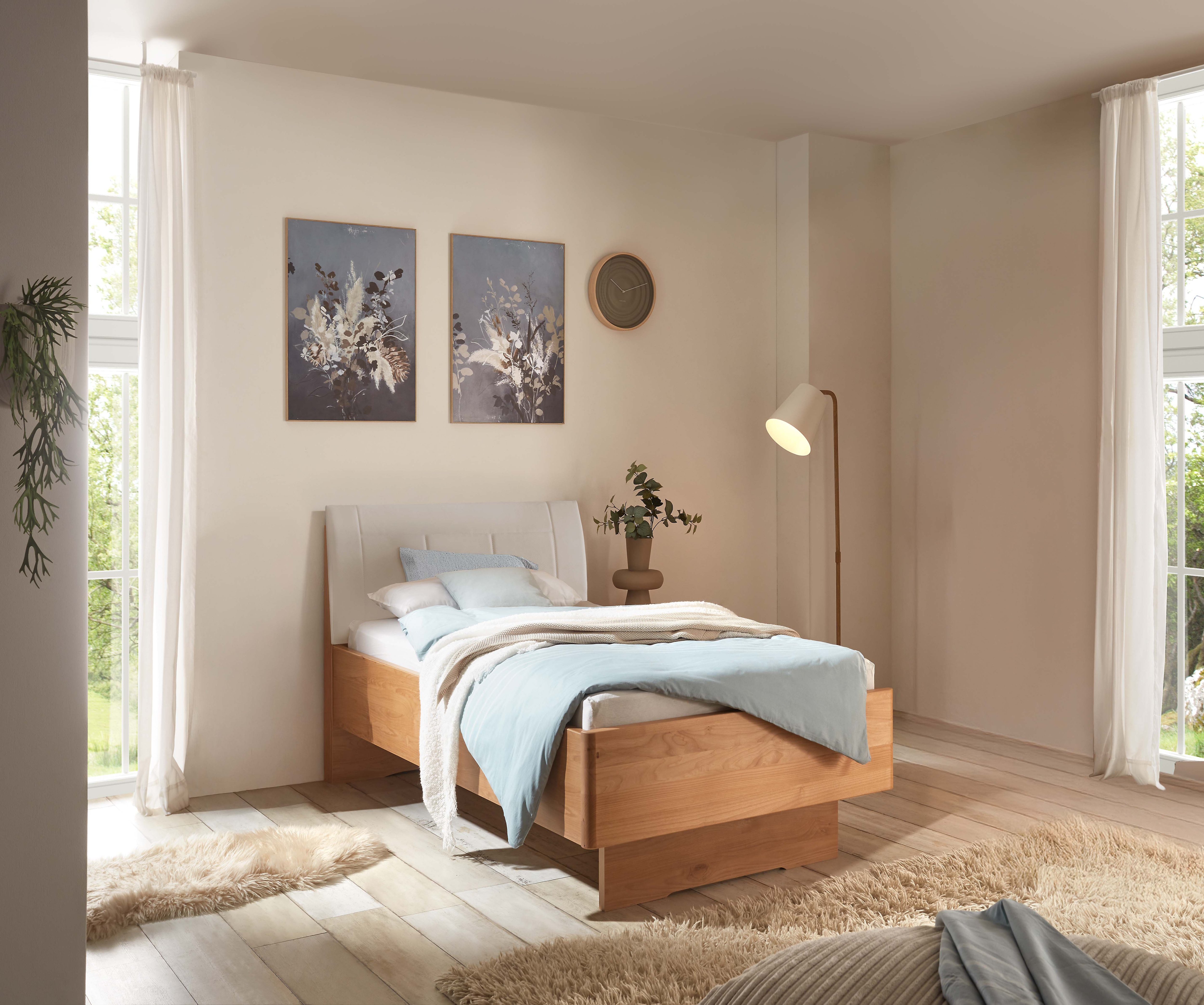 WIEMANN Holzbett "Cardiff, Bettgestell, Bettrahmen, teilmassiv, mit Polster günstig online kaufen