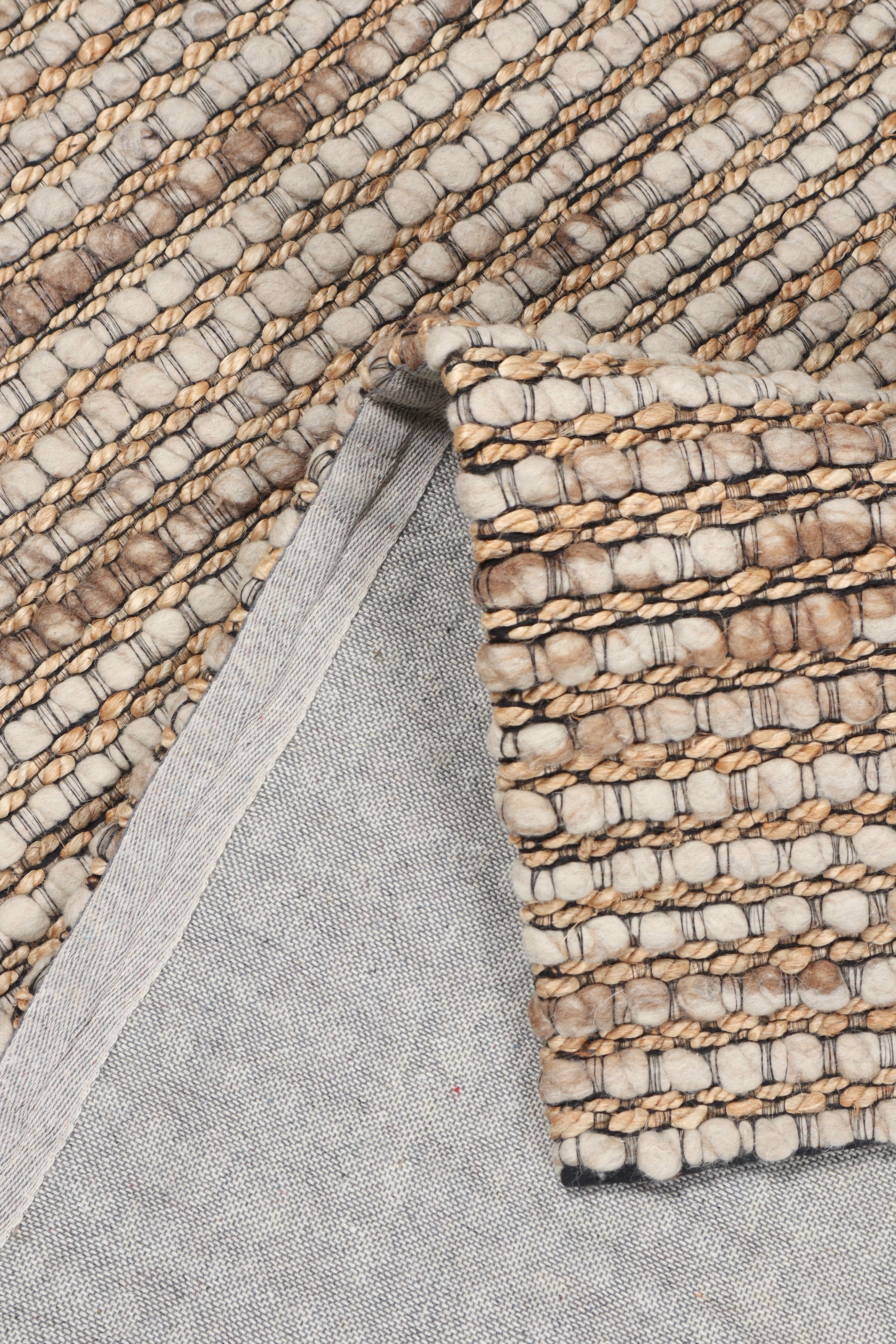 my home Wollteppich »Leevy, Wolle und Jute, handgewebt, Handweb Teppiche« rechteckig 25 mm Höhe schöne Streifenoptik, Wohnzimmer, Schlafzimmer, Esszimmer