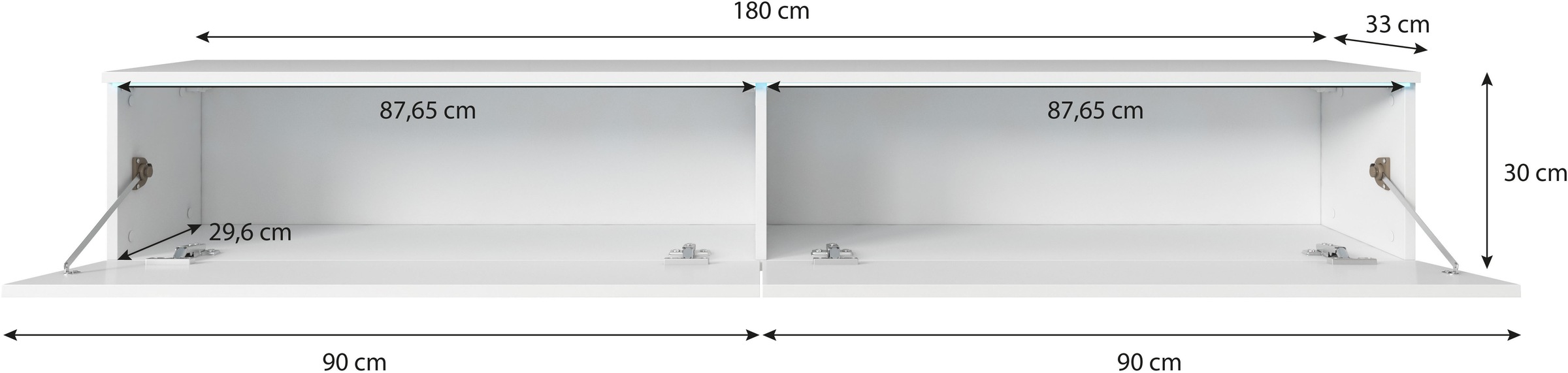 INOSIGN Lowboard »LOWBOARD VERA, wahlweise mit oder ohne Beleuchtung«, 180 cm, stehend und hängend, inkl. Beleuchtung