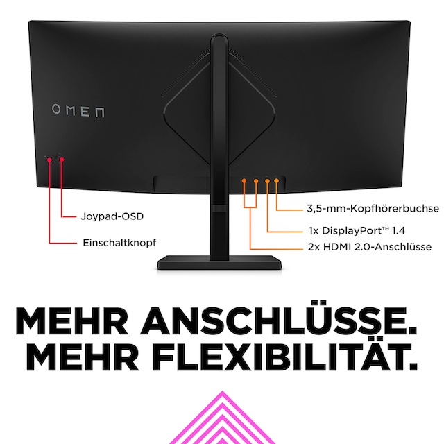 HP Curved-Gaming-Monitor »OMEN 34c (HSD-0159-A)«, 86,4 cm/34 Zoll, 3440 x  1440 px, WQHD, 1 ms Reaktionszeit, 165 Hz | BAUR