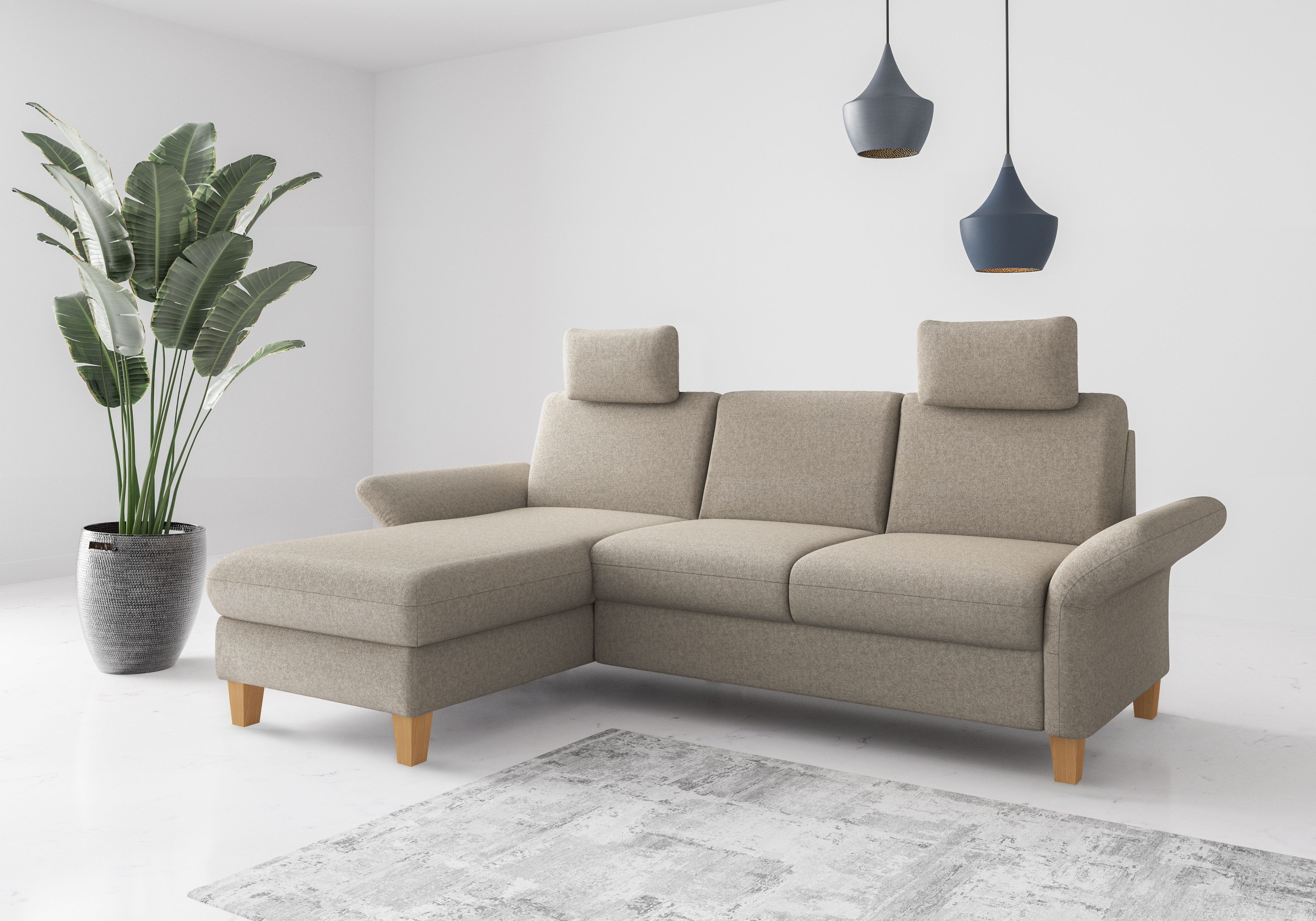 OTTO home Ecksofa "Rochelle, L-Form" wahlweise mit Armteilverstellung, Schlaffunktion und Bettkasten