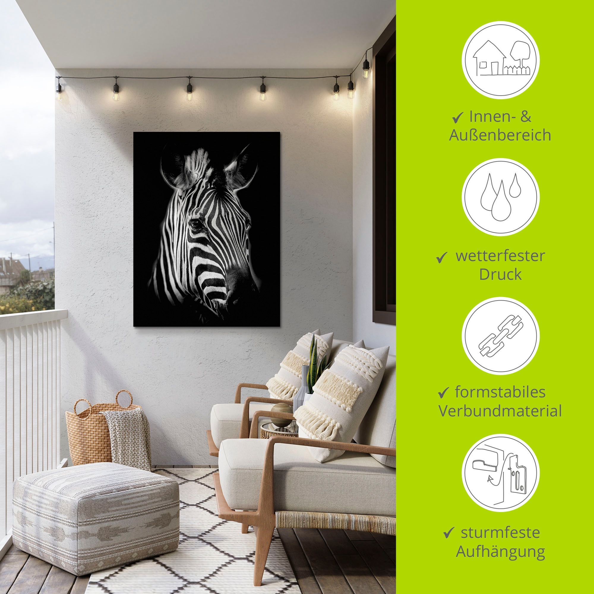 Artland Wandbild »Zebra«, Zebra Bilder, (1 St.), als Alubild, Outdoorbild, Leinwandbild, Poster, Wandaufkleber