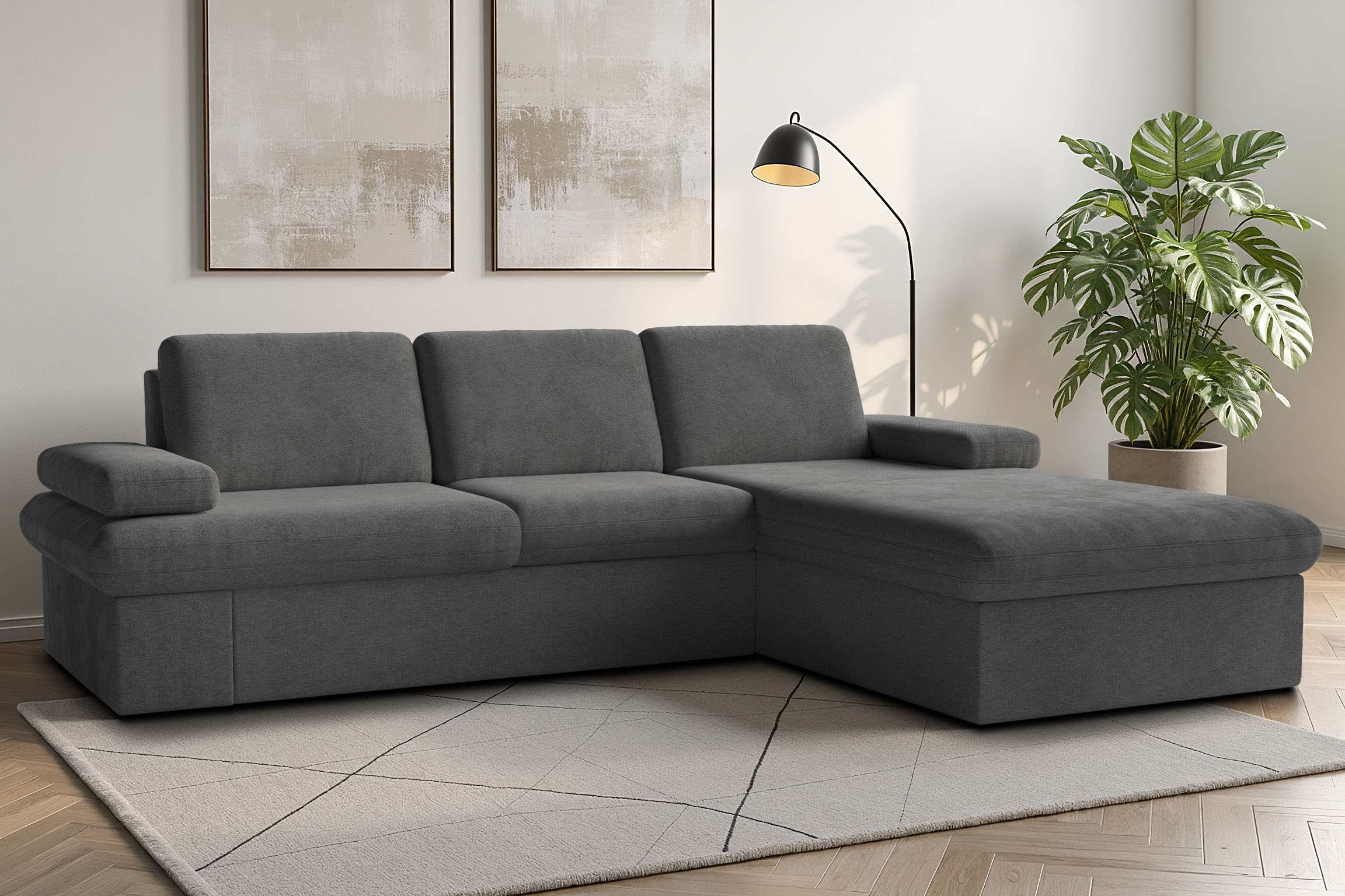 sit&more Ecksofa "Moreno L-Form, B: 247 cm" mit Armteilverstellung, optional Schlaffunktion
