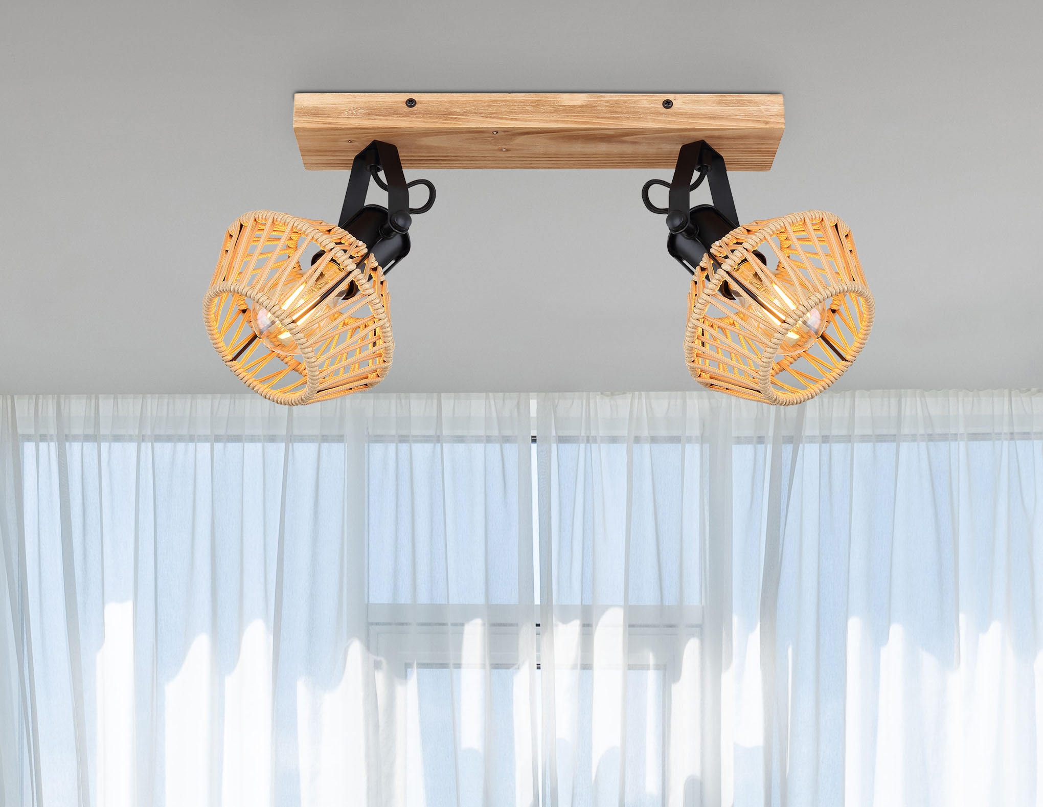 GLOBO LIGHTING Deckenstrahler »VALLI«, Leuchtmittel E27 | ohne Leuchtmittel, Deckenspot/braun/Hanf naturfarben/Flur/Wohnzimmer