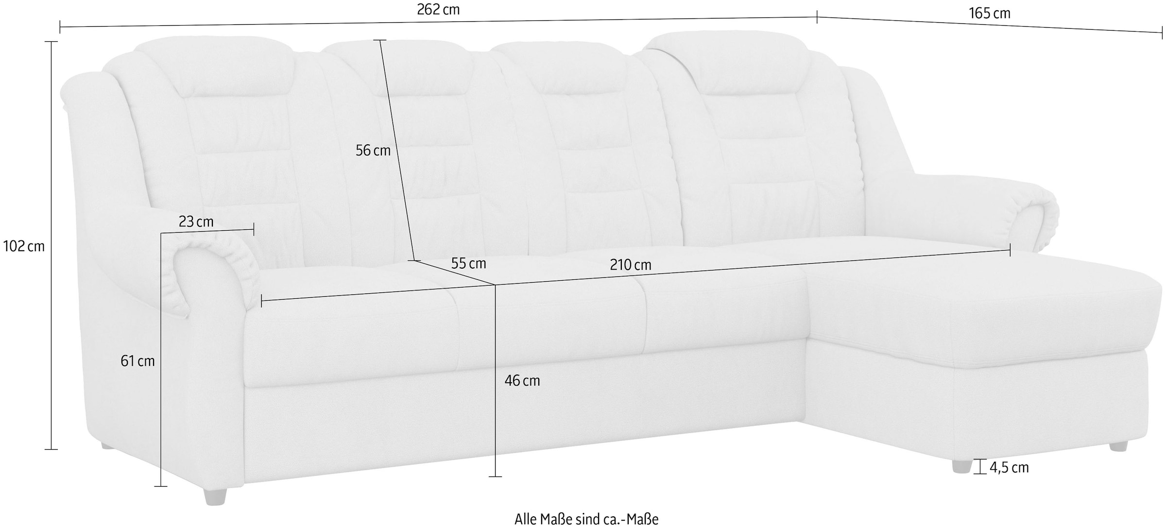 Home affaire Ecksofa »Boston L-Form«, Gemütliches Ecksofa mit hoher Rückenlehne in klassischem Design