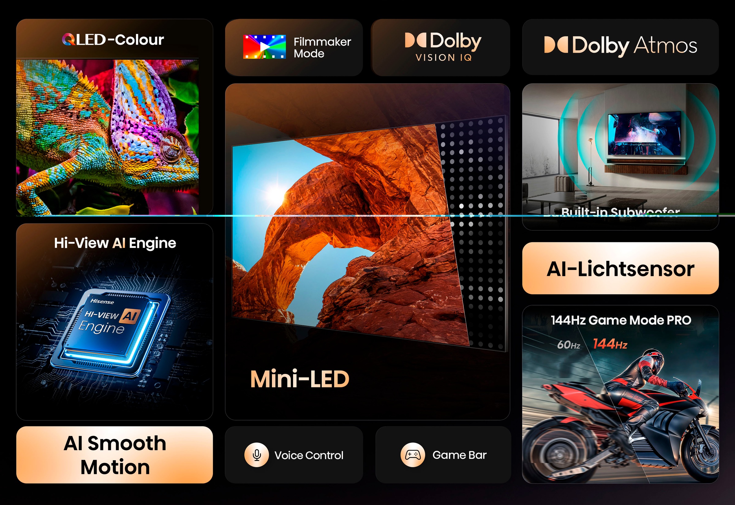 Hisense QLED Mini LED-Fernseher »55U7Q«, 4K Ultra HD, Smart-TV, 4K UHD Mini LED