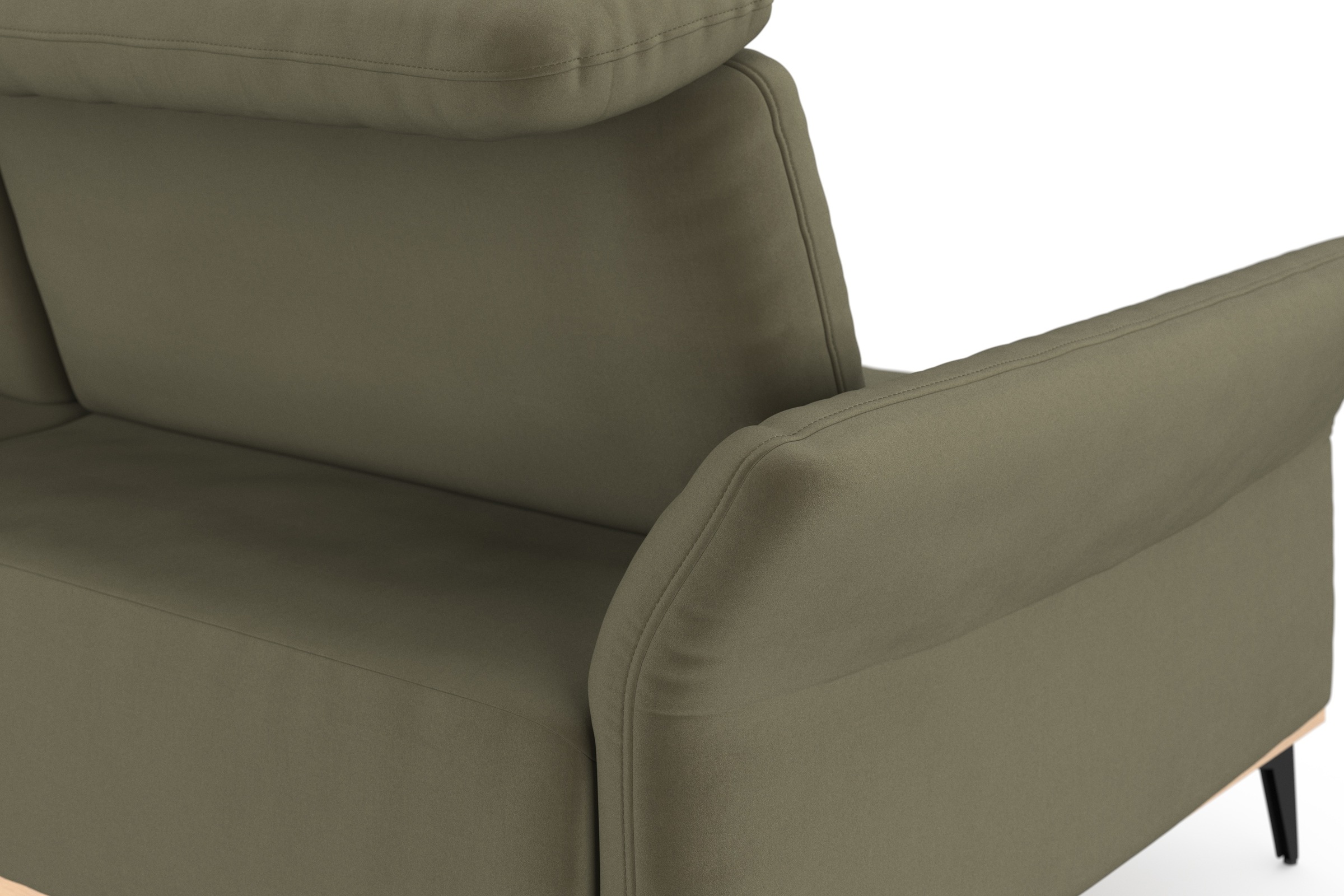 PLACES OF STYLE Ecksofa »Fjord L-Form« massiv, wahlweise mit Armlehnfunktion, Kopf- Sitztiefenverstellung