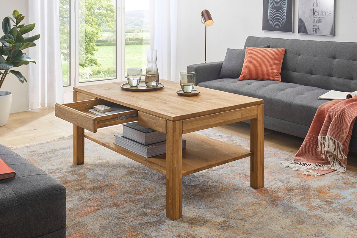 MCA furniture Couchtisch »SALEM«, massiv, keilverzinkt, geölt, Stollen massiv,60x60 mm, belastbar 60kg