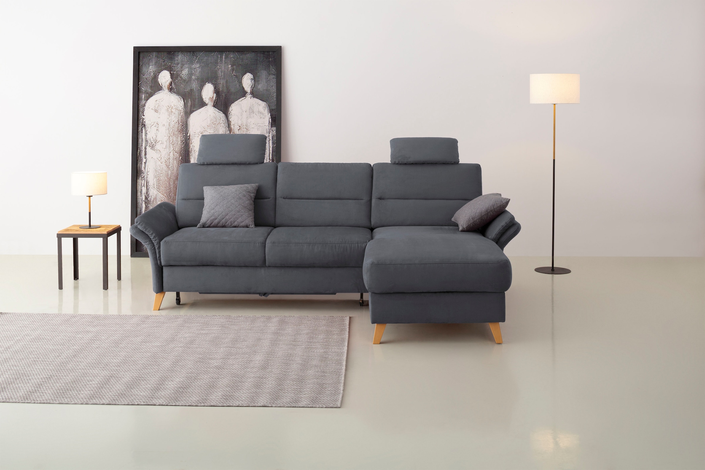 OTTO home Ecksofa "Westerland L-Form" Federkern-Polsterung, wahlweise mit Schlaffunktion, Bettkasten