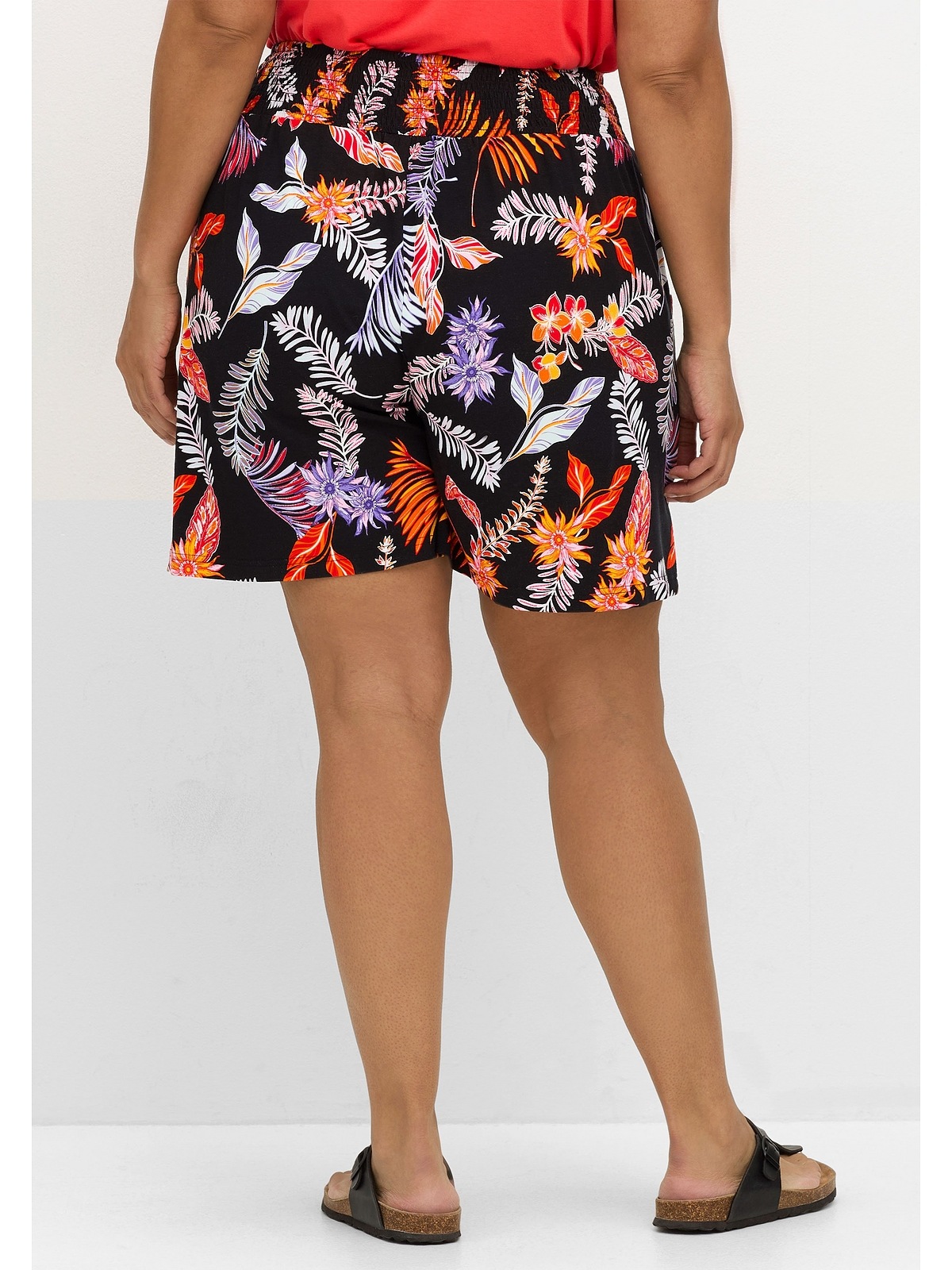 Sheego Shorts "Große Größen", mit Blätterprint und Smokbund günstig online kaufen